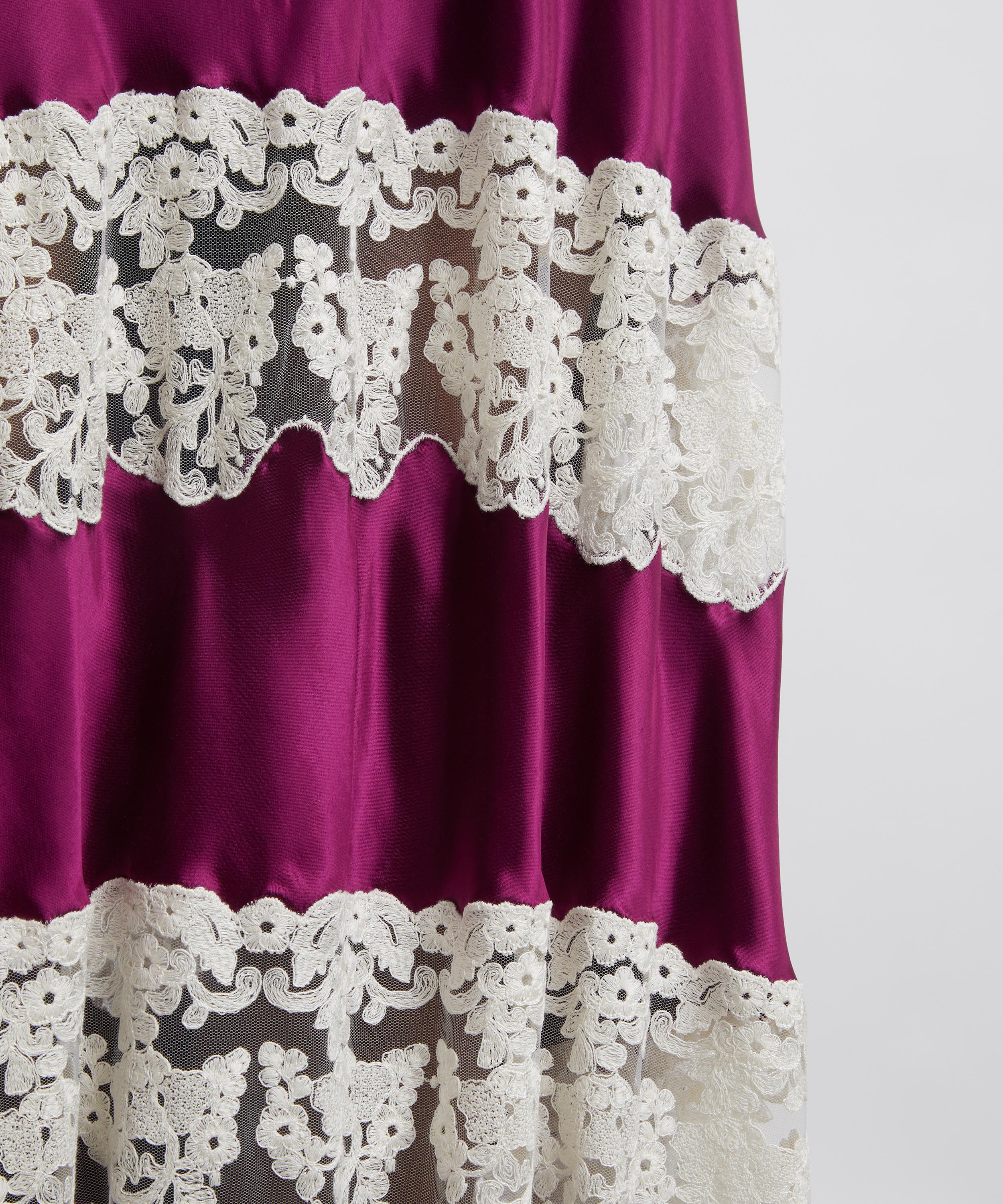 Alberta Ferretti - Purple Satin Skirt with Lace Inserts image number 4