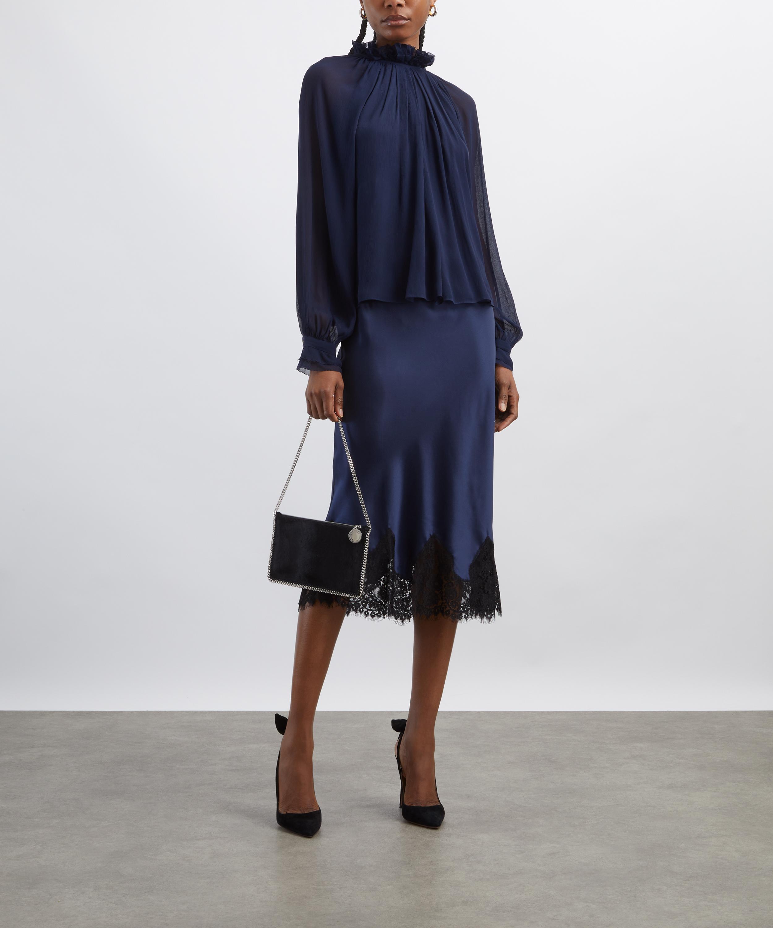 Alberta Ferretti - Navy Silk Creponne Blouse image number 1
