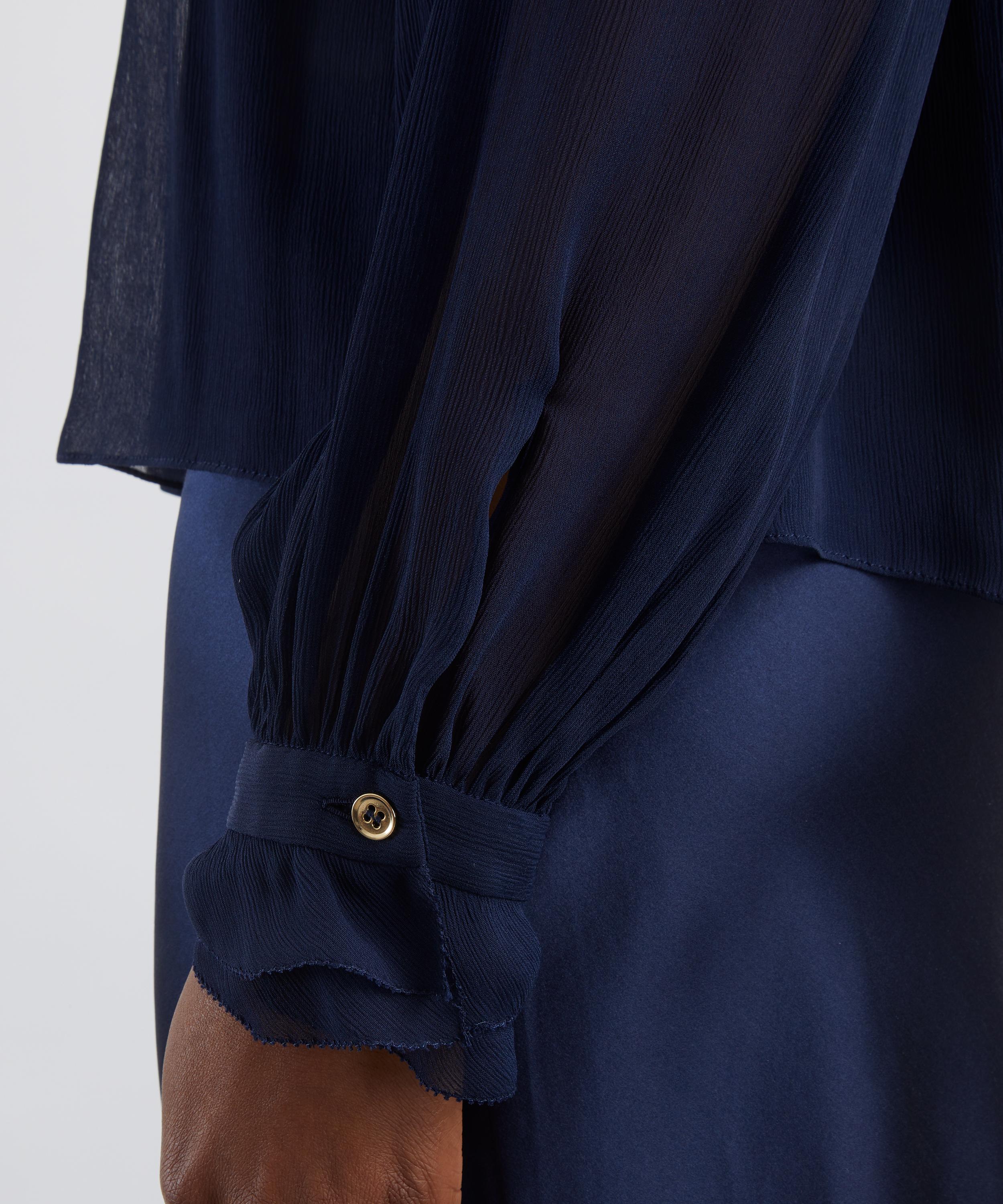 Alberta Ferretti - Navy Silk Creponne Blouse image number 4