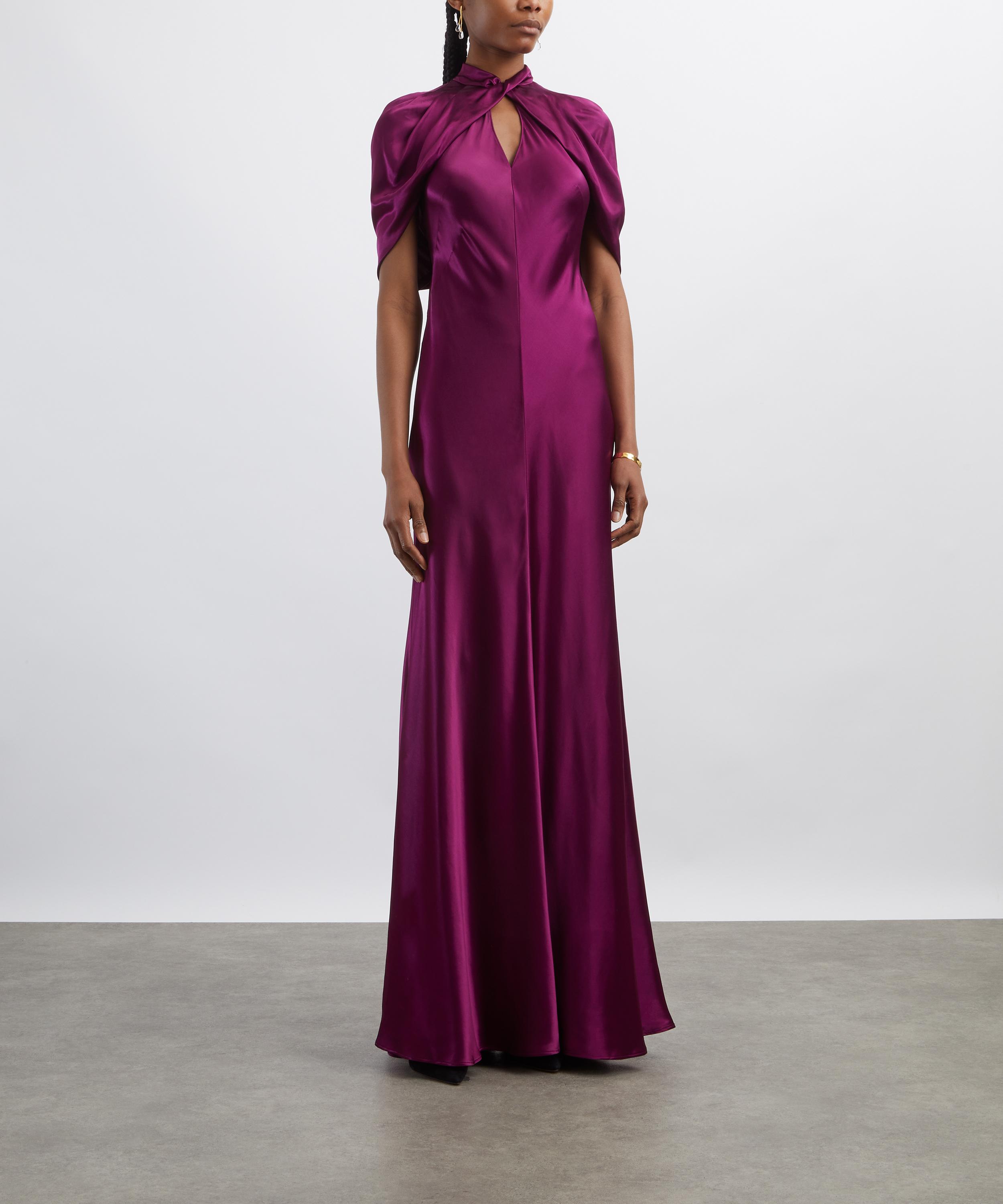 Alberta Ferretti - Purple Evening Dress with Cape Sleeves image number 2