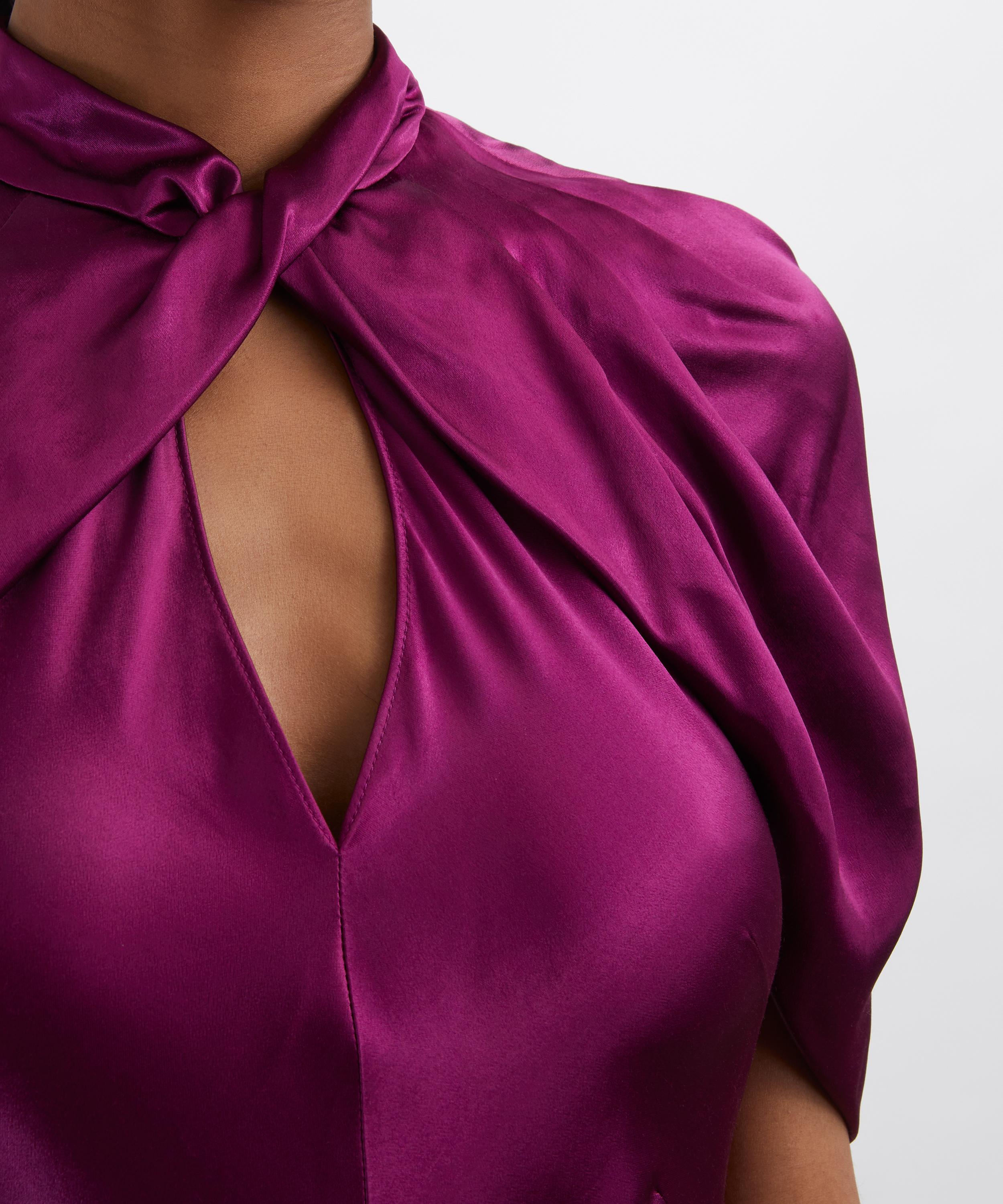 Alberta Ferretti - Purple Evening Dress with Cape Sleeves image number 4