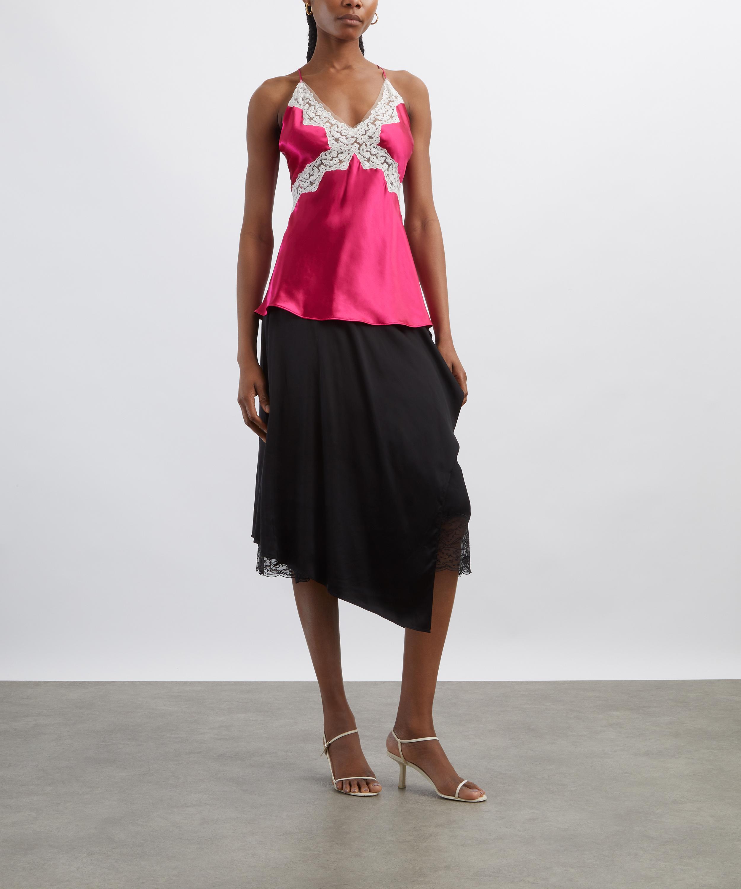 Alberta Ferretti - Pink Satin Top with Lace Inserts image number 1