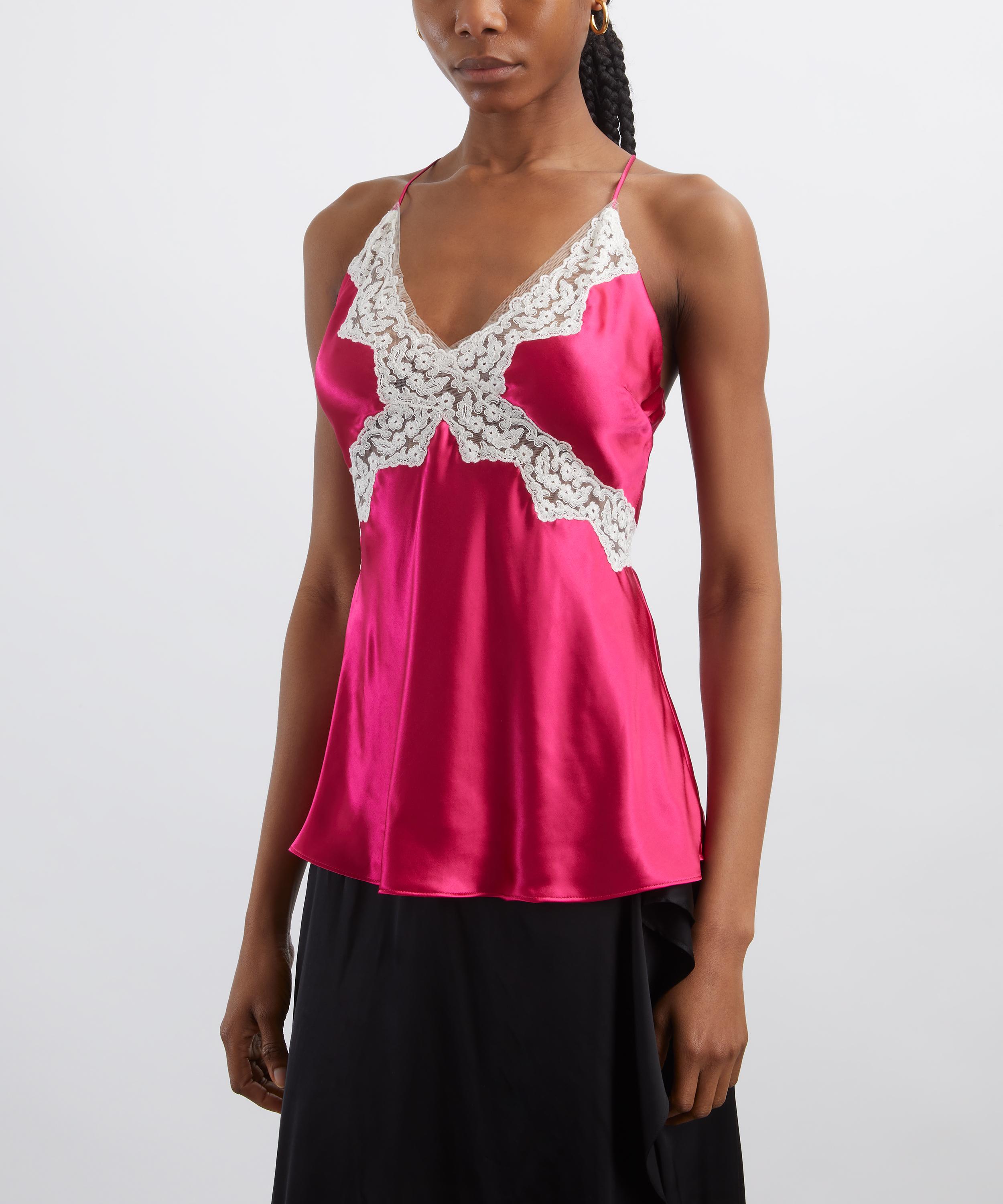 Alberta Ferretti - Pink Satin Top with Lace Inserts image number 2