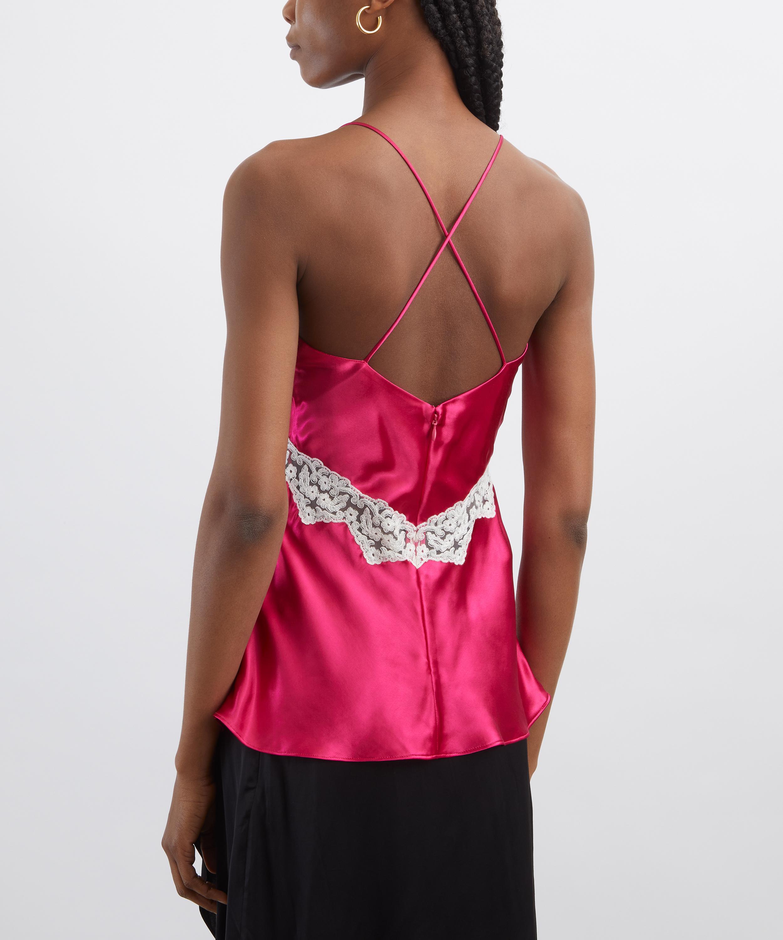 Alberta Ferretti - Pink Satin Top with Lace Inserts image number 3