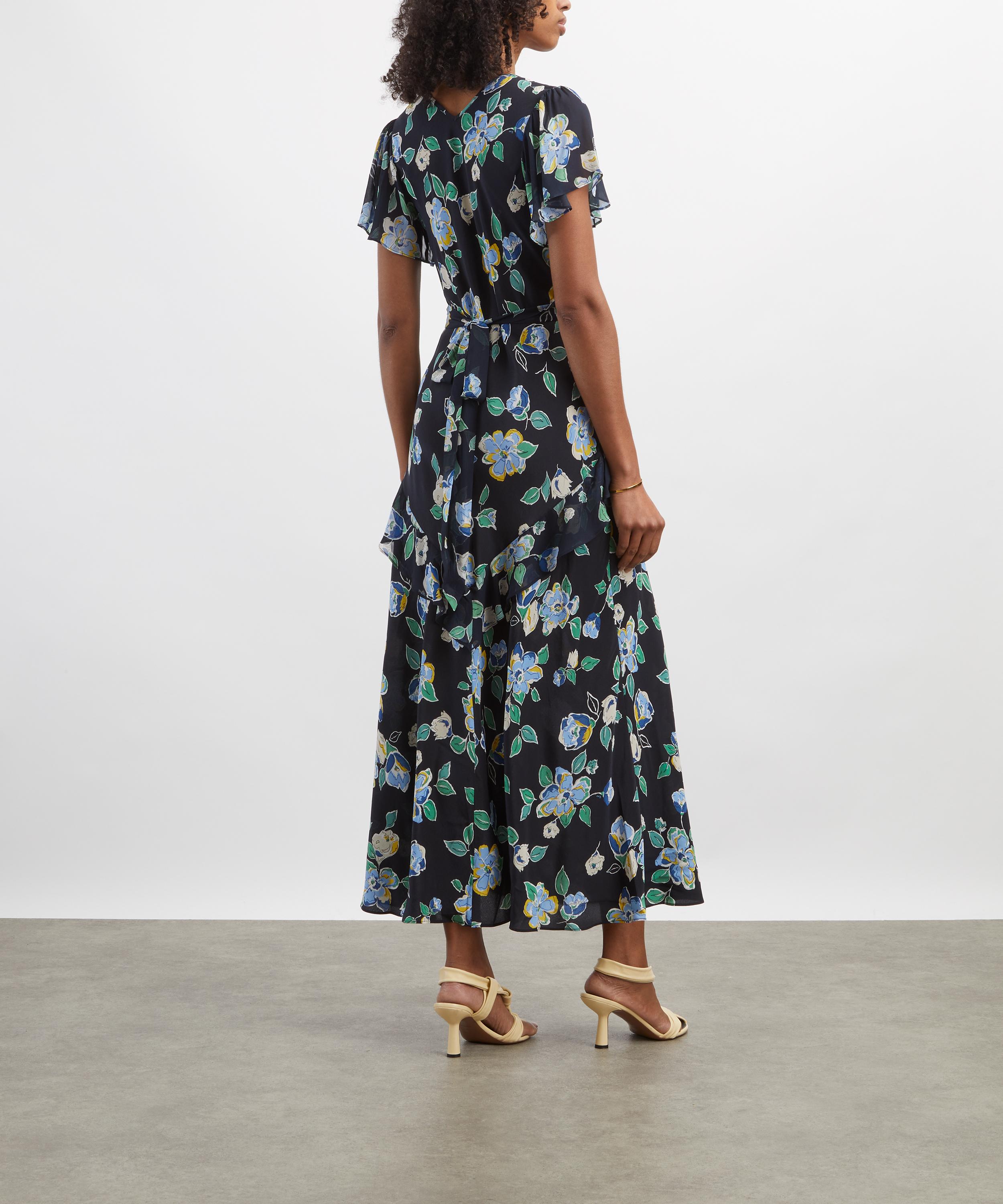 RIXO - Evie Kimmie Floral Navy Silk Dress image number 3