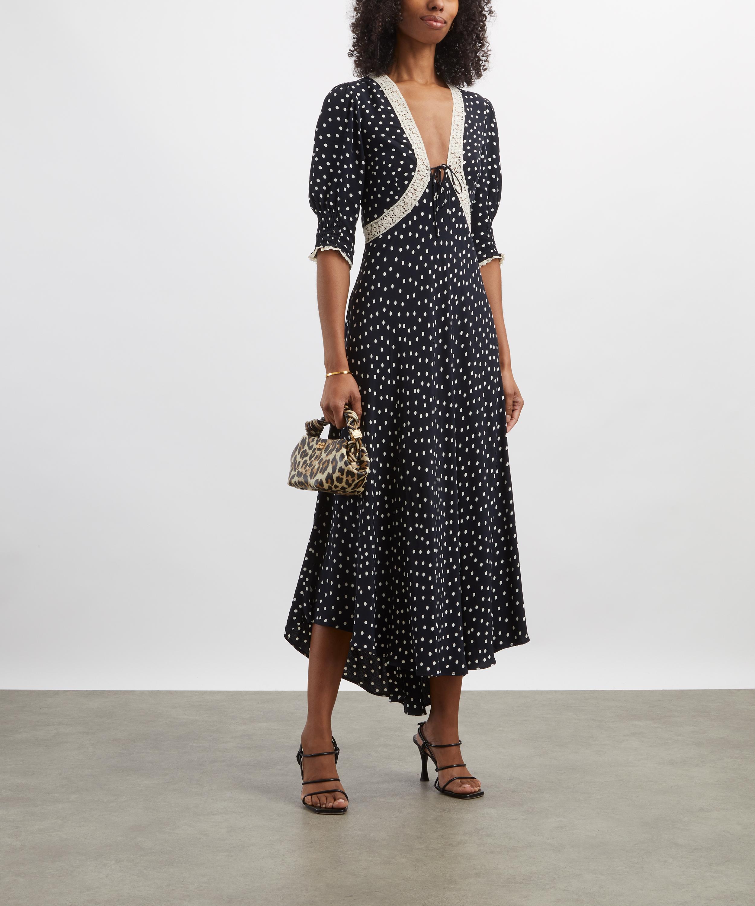 RIXO - Amina Layla Dot Navy Midi Dress image number 1