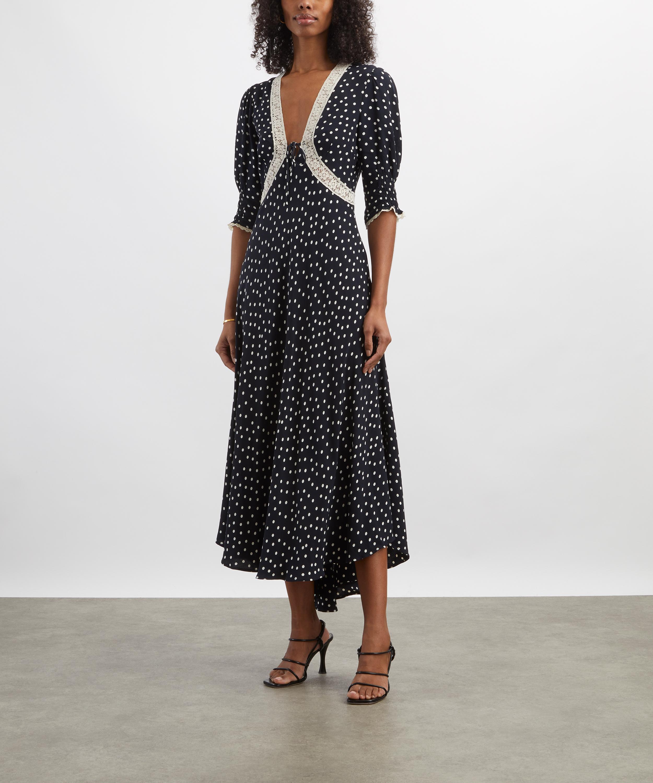 RIXO - Amina Layla Dot Navy Midi Dress image number 2