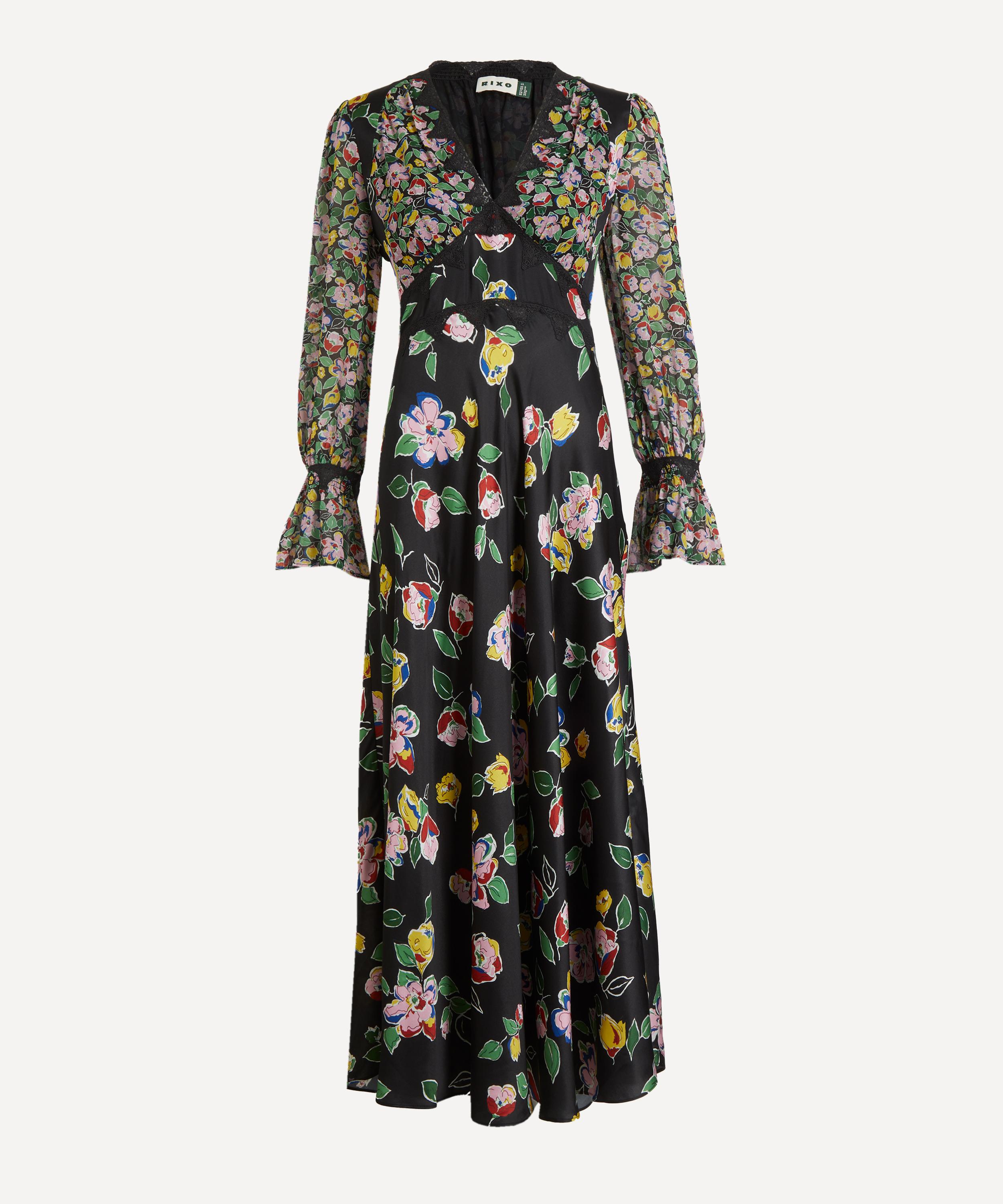 RIXO - Arlena Kimmie Mix Black Silk-Satin Dress