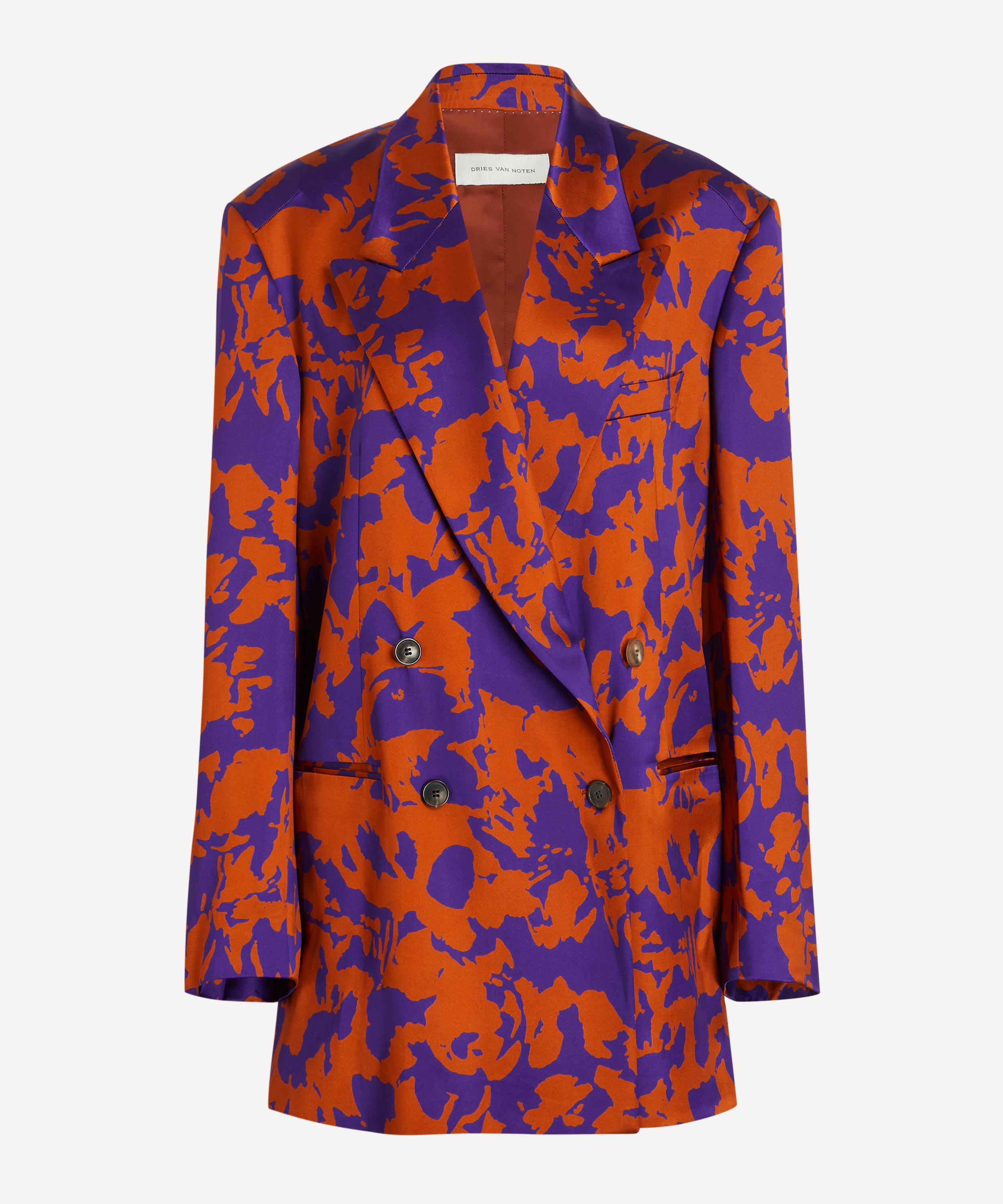 Dries Van Noten - Orange Printed Satin Blazer