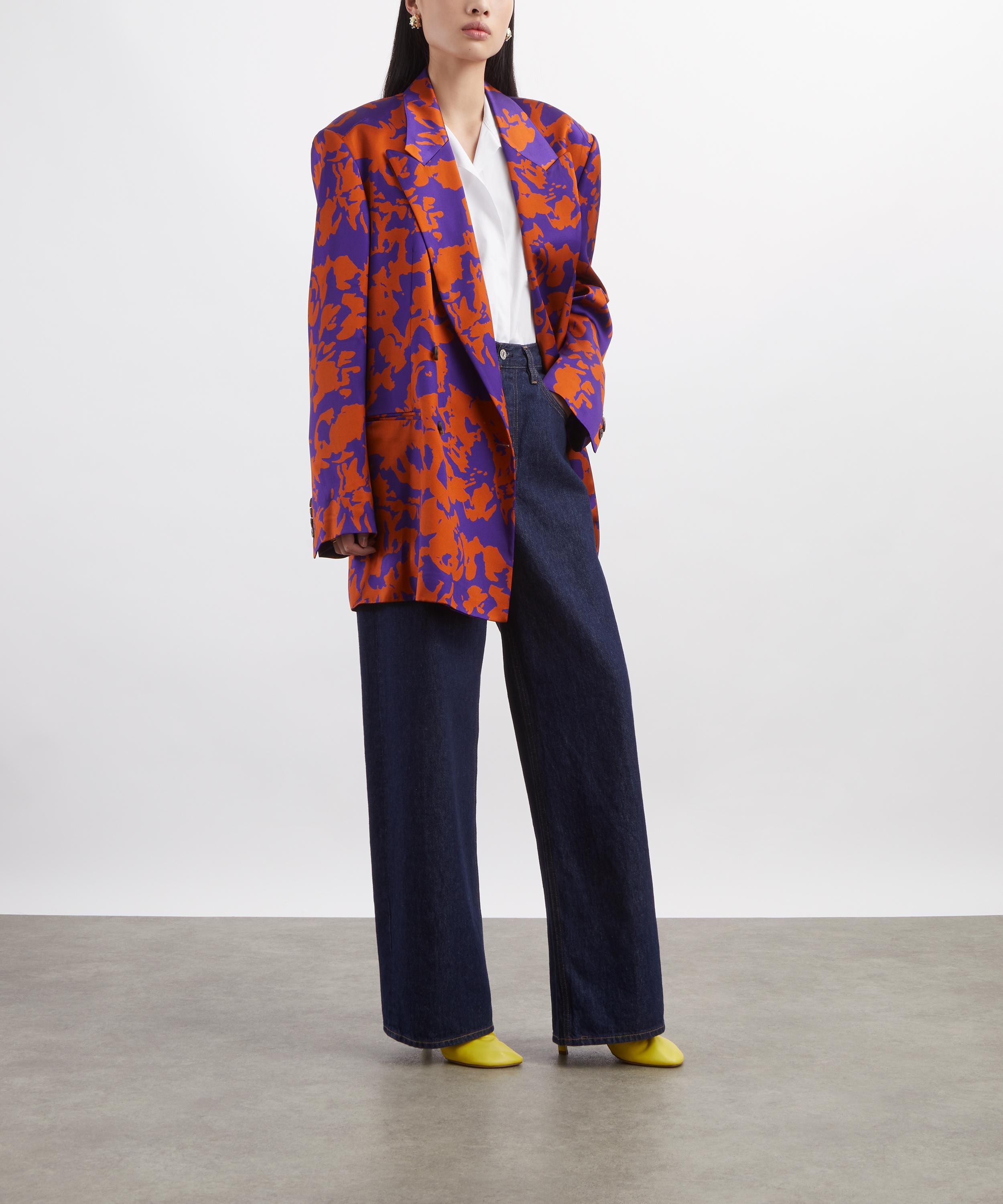 Dries Van Noten - Orange Printed Satin Blazer image number 1