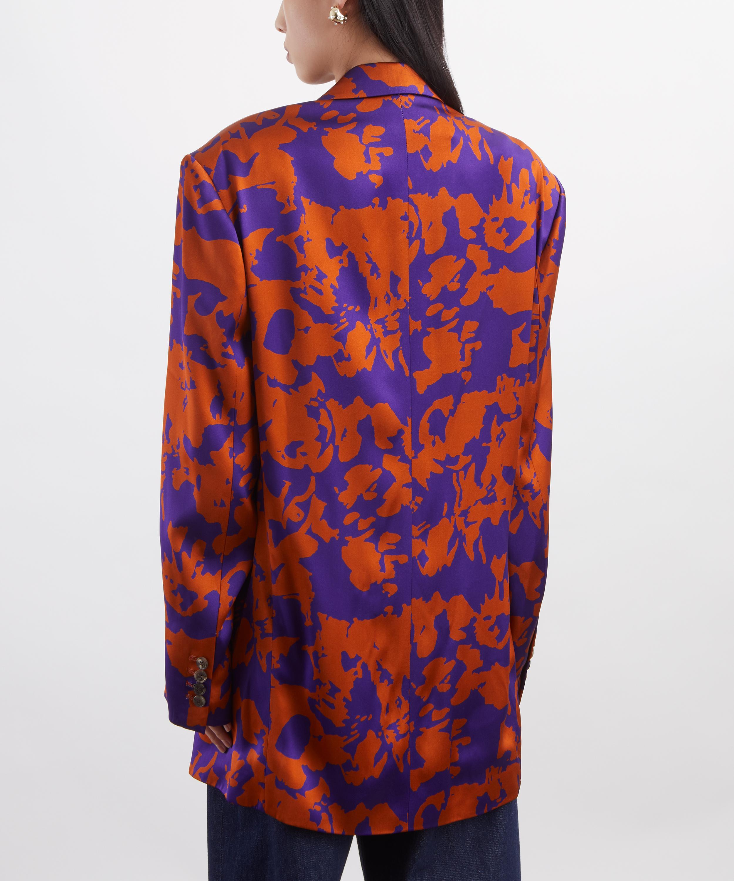 Dries Van Noten - Orange Printed Satin Blazer image number 3