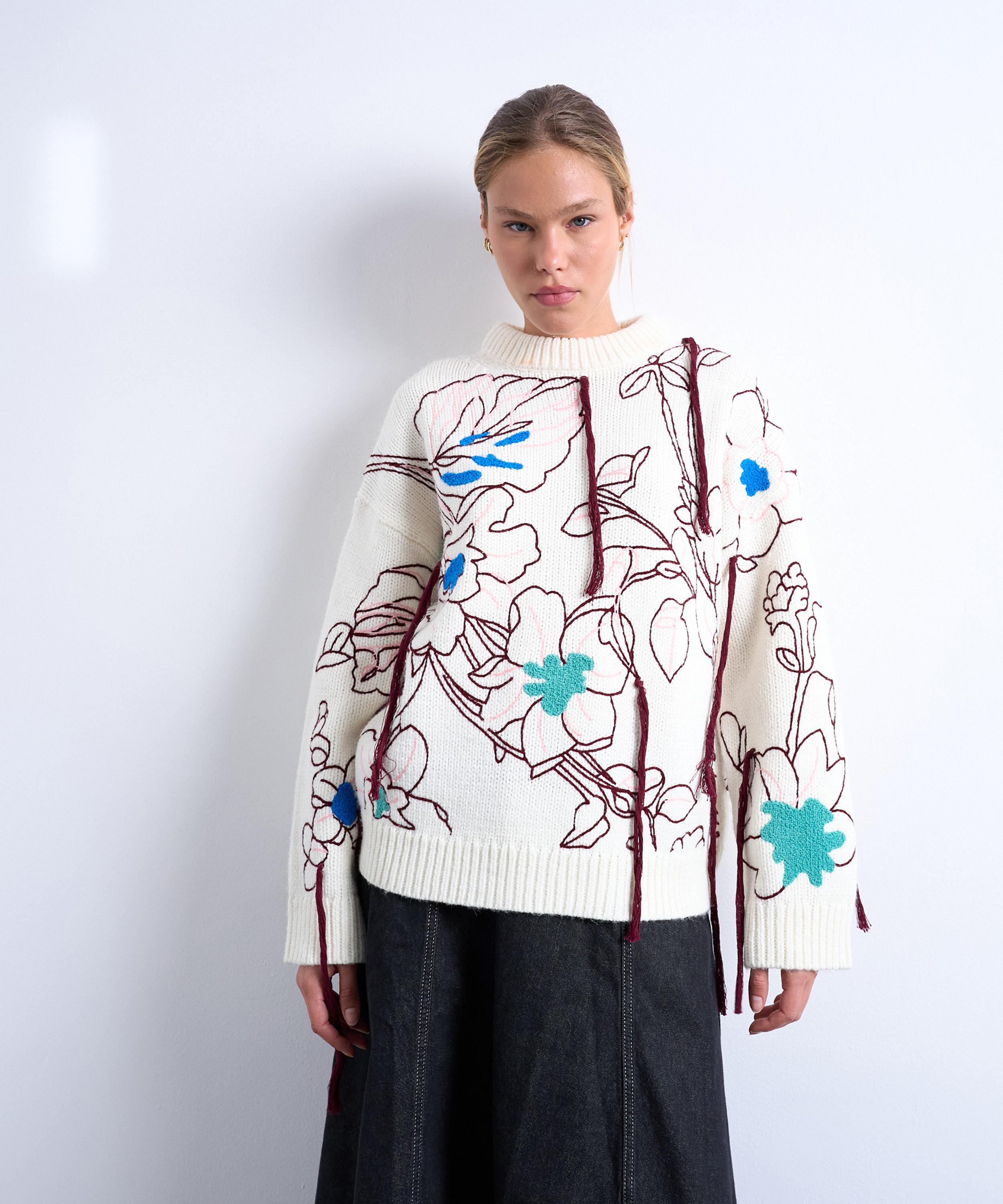 TOPSHOP - Premium Knitted Oversized Embroidered Jumper