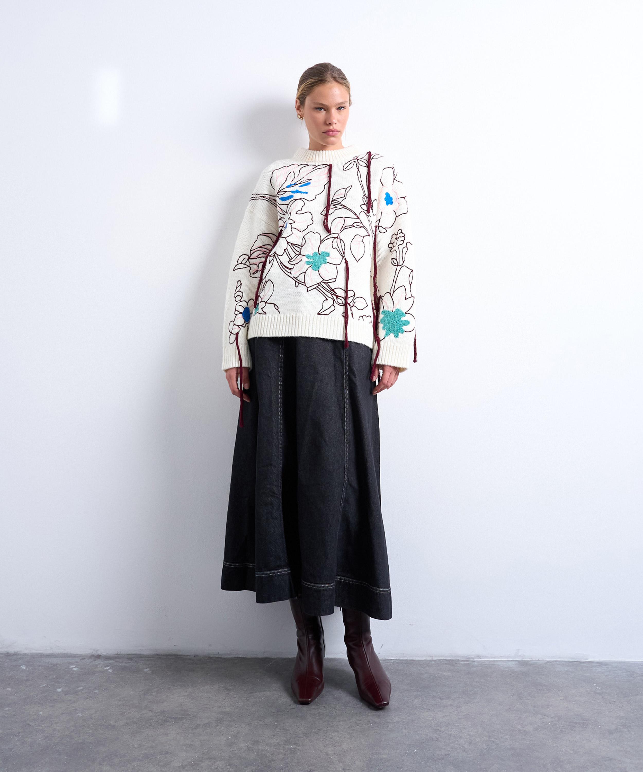 TOPSHOP - Premium Knitted Oversized Embroidered Jumper image number 1