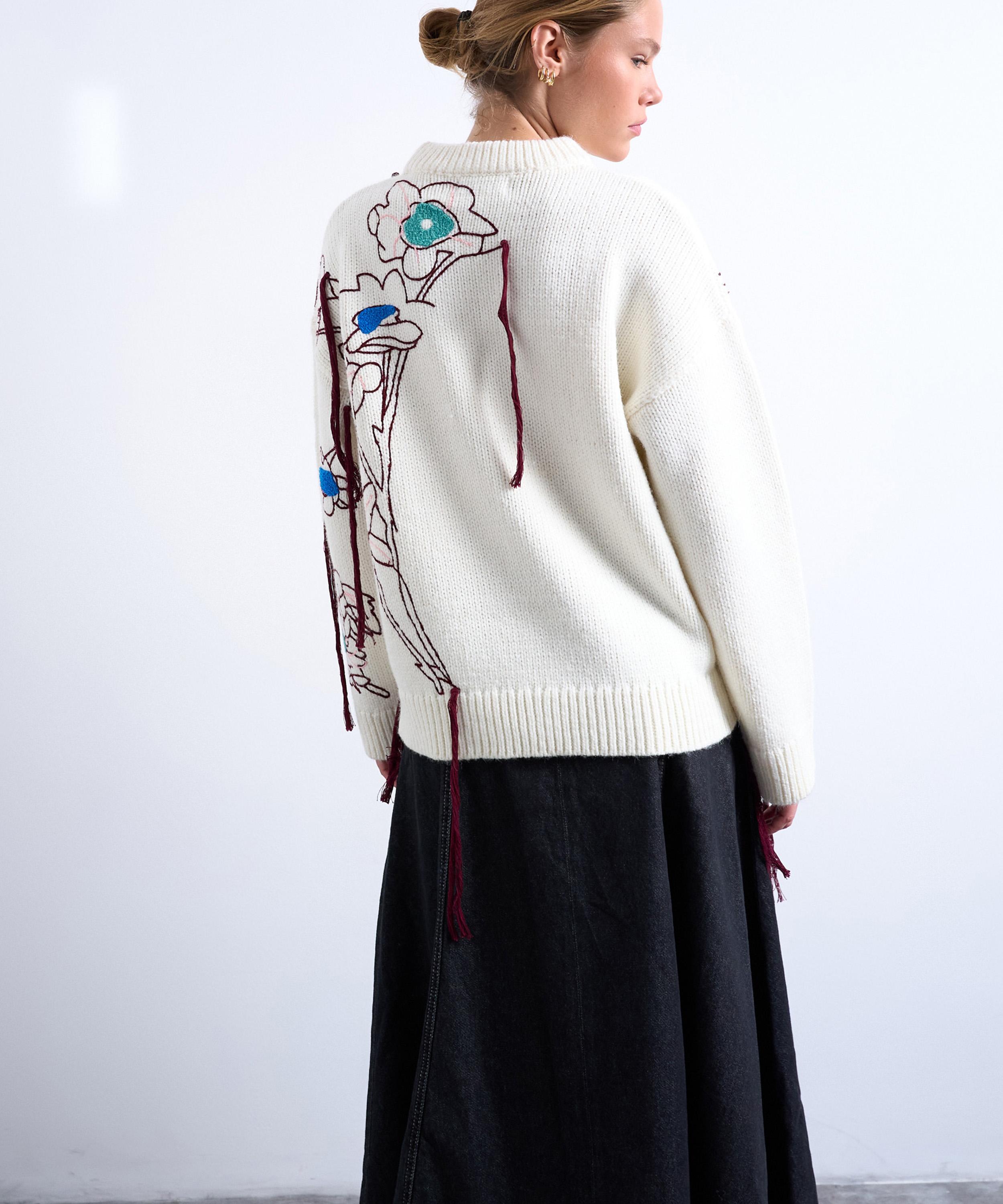 TOPSHOP - Premium Knitted Oversized Embroidered Jumper image number 3