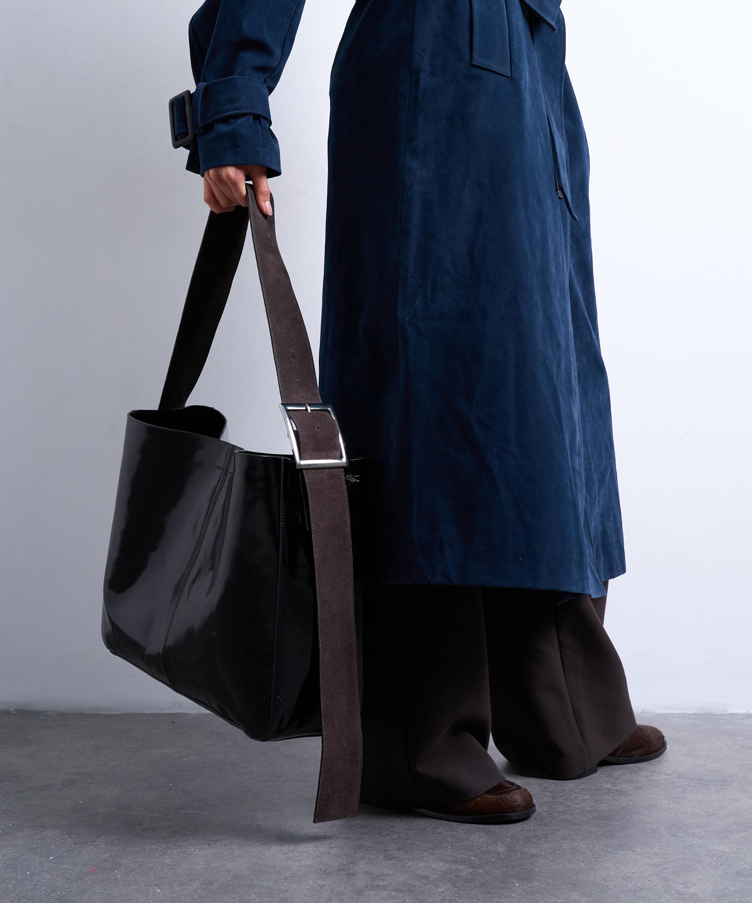 TOPSHOP - Black-Brown Tiana Leather Tote Bag image number 3