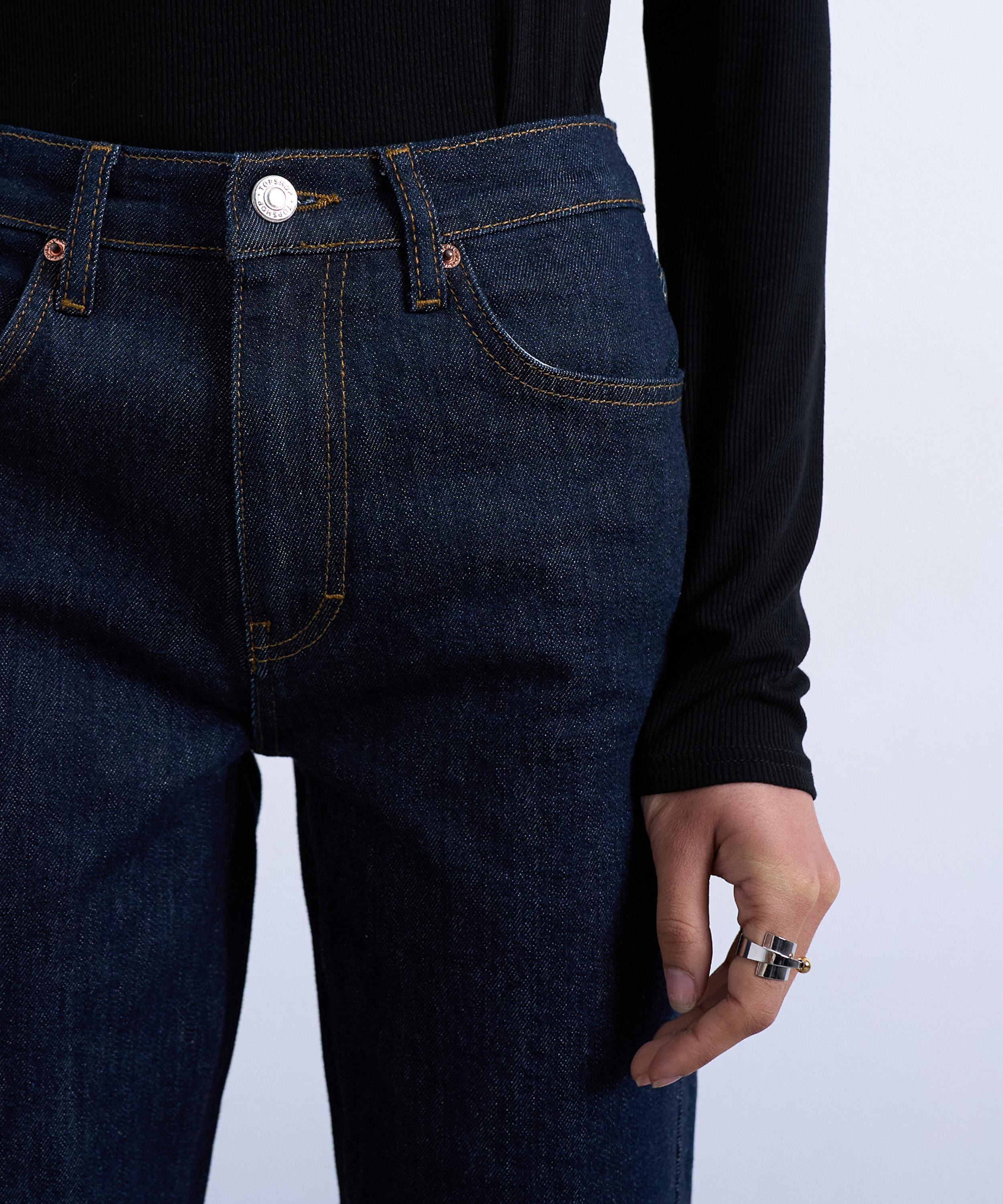 TOPSHOP - Orson Mid-Rise Comfort Straight Jeans in Mid-Blue&nbsp; image number 3