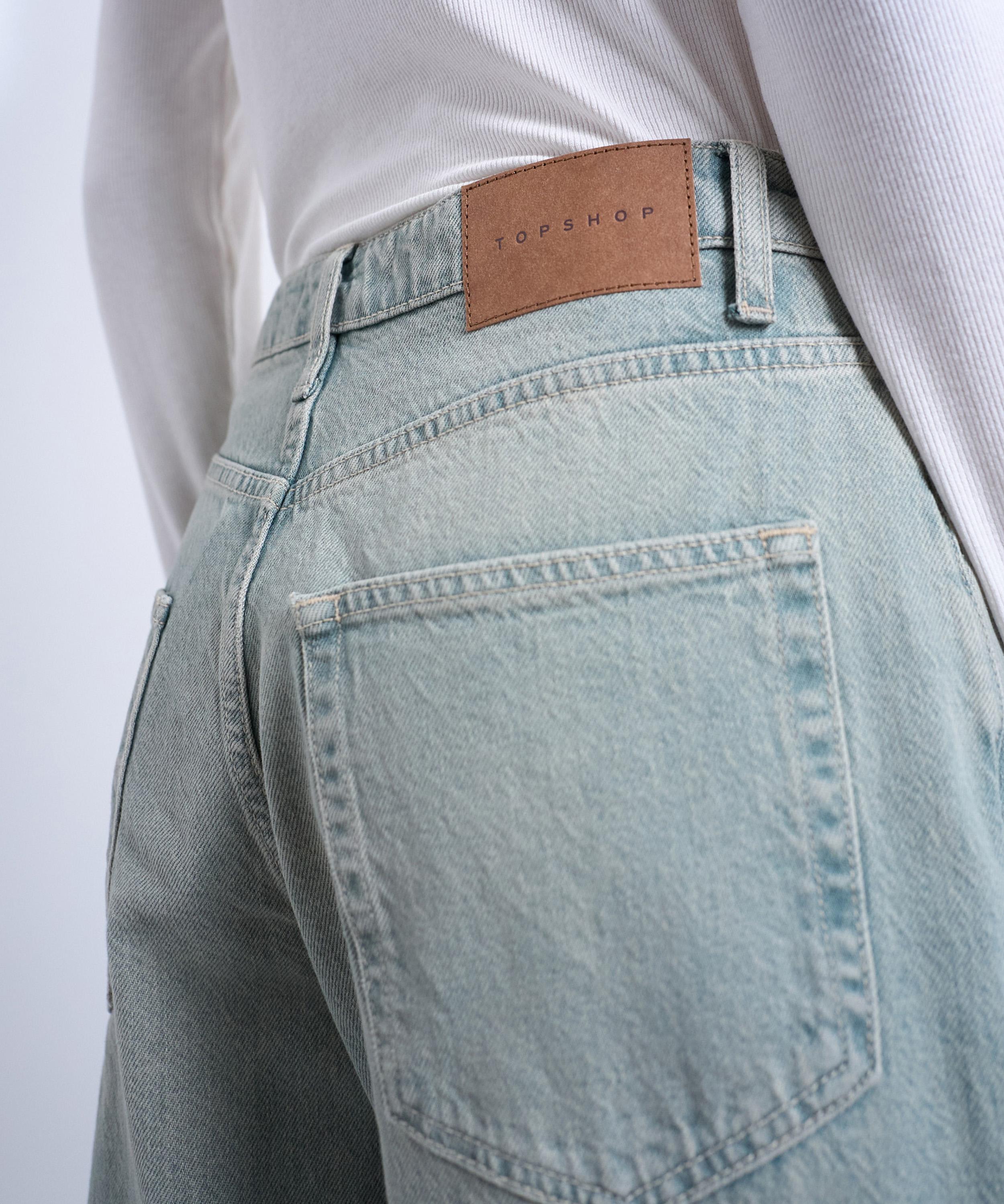 TOPSHOP - Barrel Mid-Rise Jeans in Mint Green image number 4