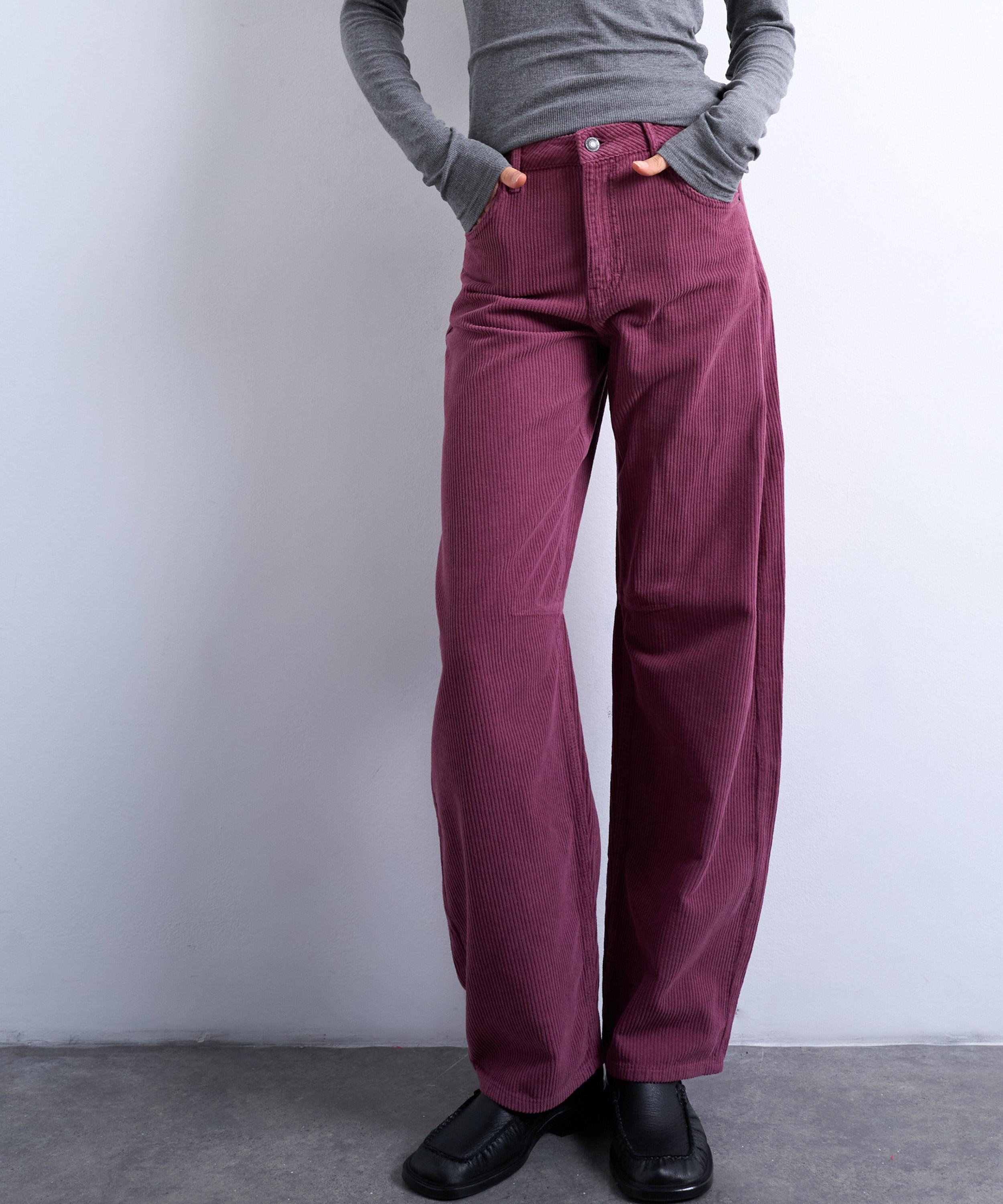 TOPSHOP - Barrel Mid-Rise Jeans in Purple Cord