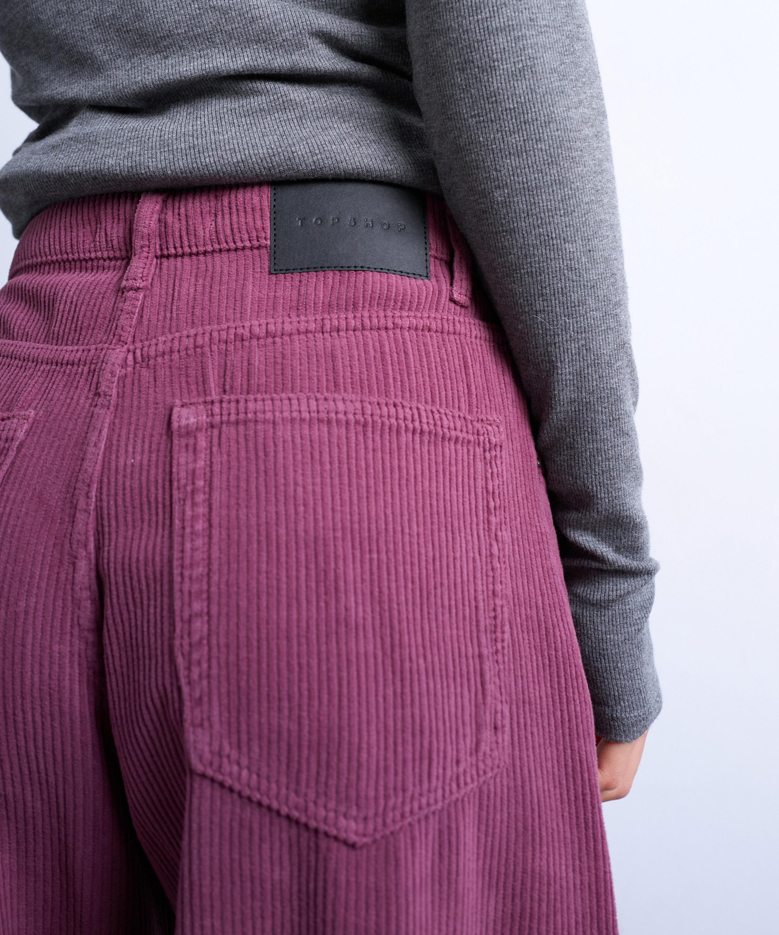 TOPSHOP - Barrel Mid-Rise Jeans in Purple Cord image number 4