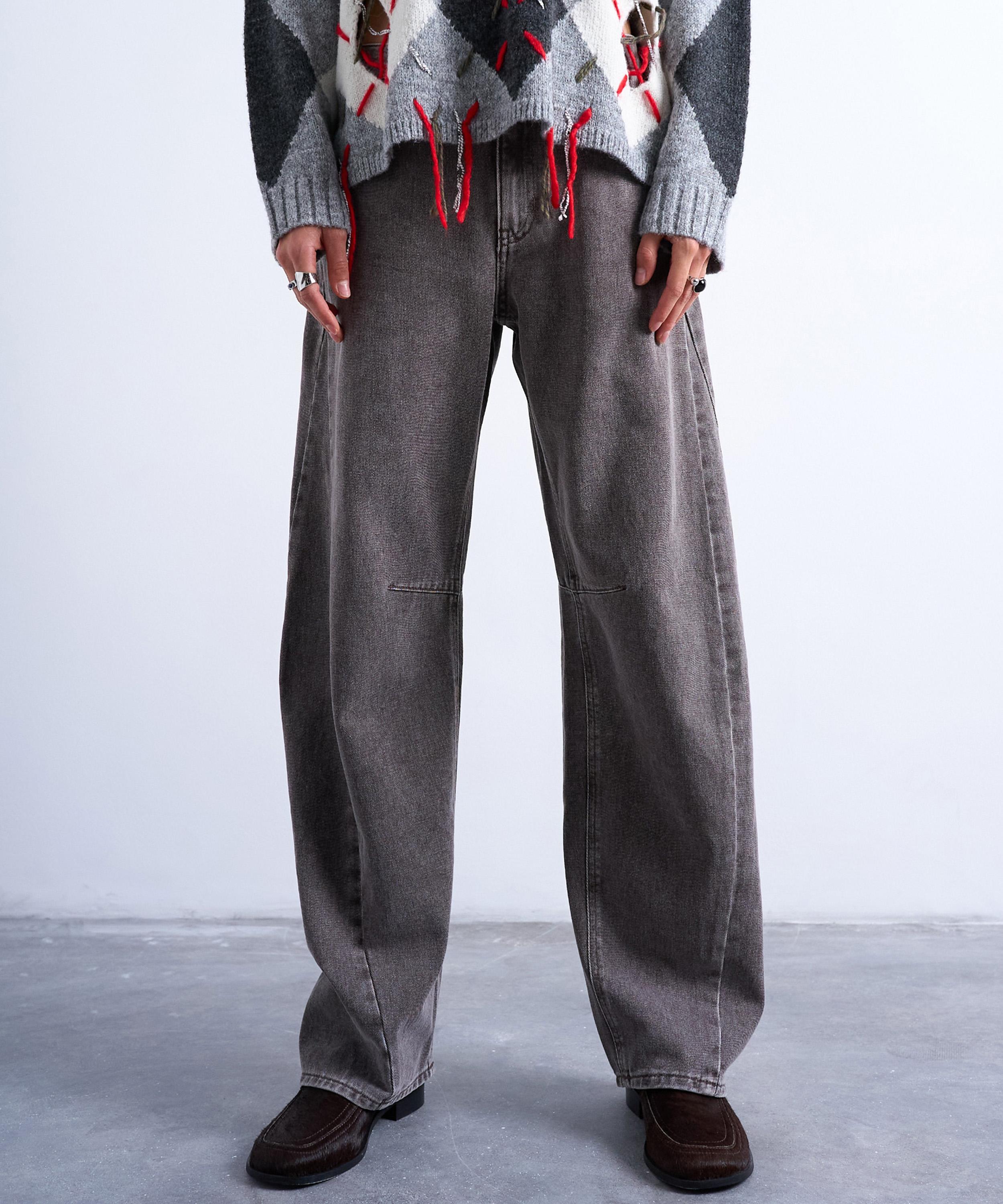 TOPSHOP - Barrel Mid-Rise Seam-Detail Jeans in Otter