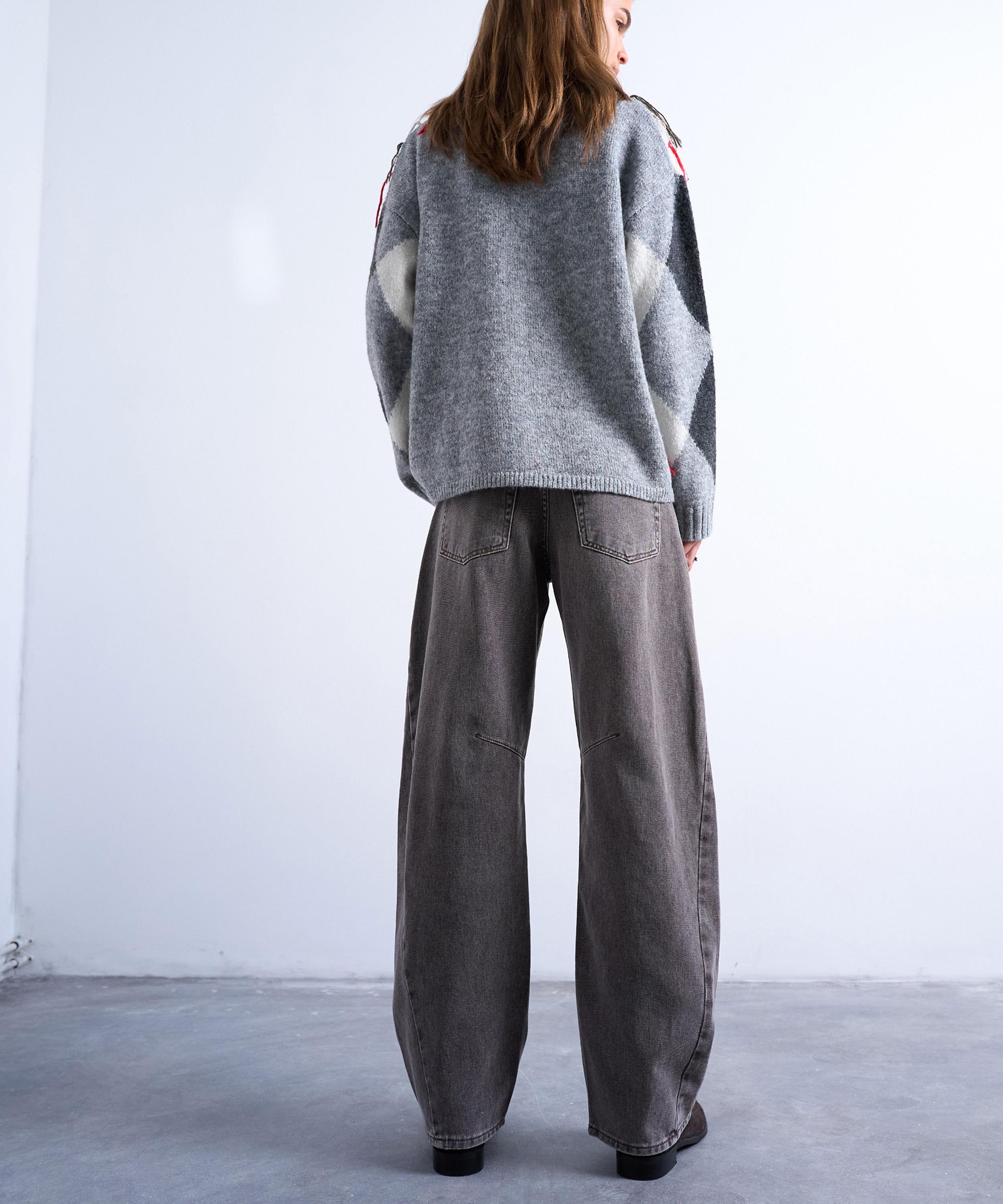 TOPSHOP - Barrel Mid-Rise Seam-Detail Jeans in Otter image number 1