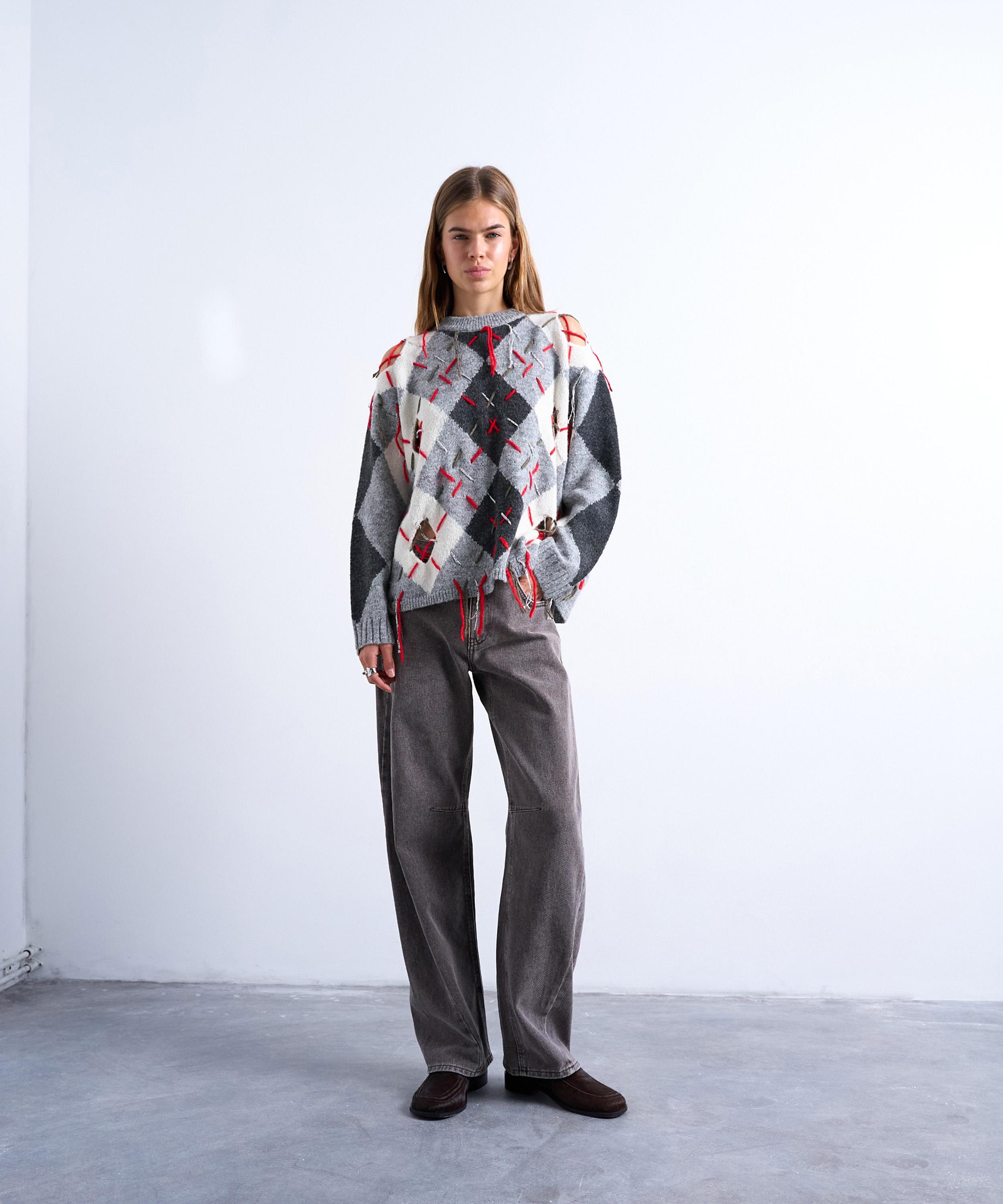 TOPSHOP - Barrel Mid-Rise Seam-Detail Jeans in Otter image number 3