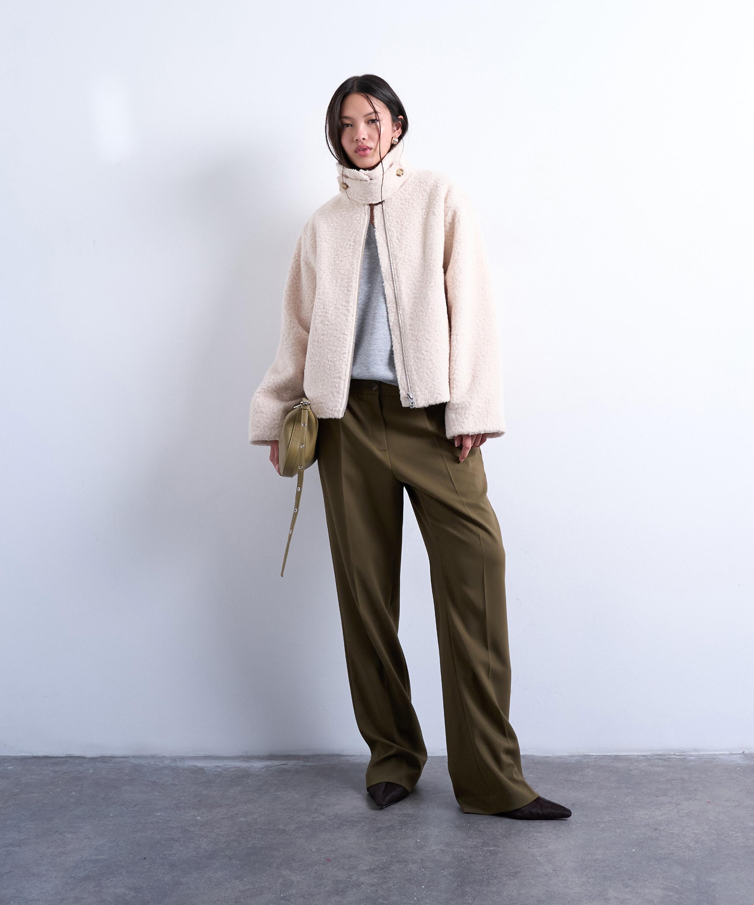 TOPSHOP - Funnel Boucle Tab Detail Bomber Jacket image number 1