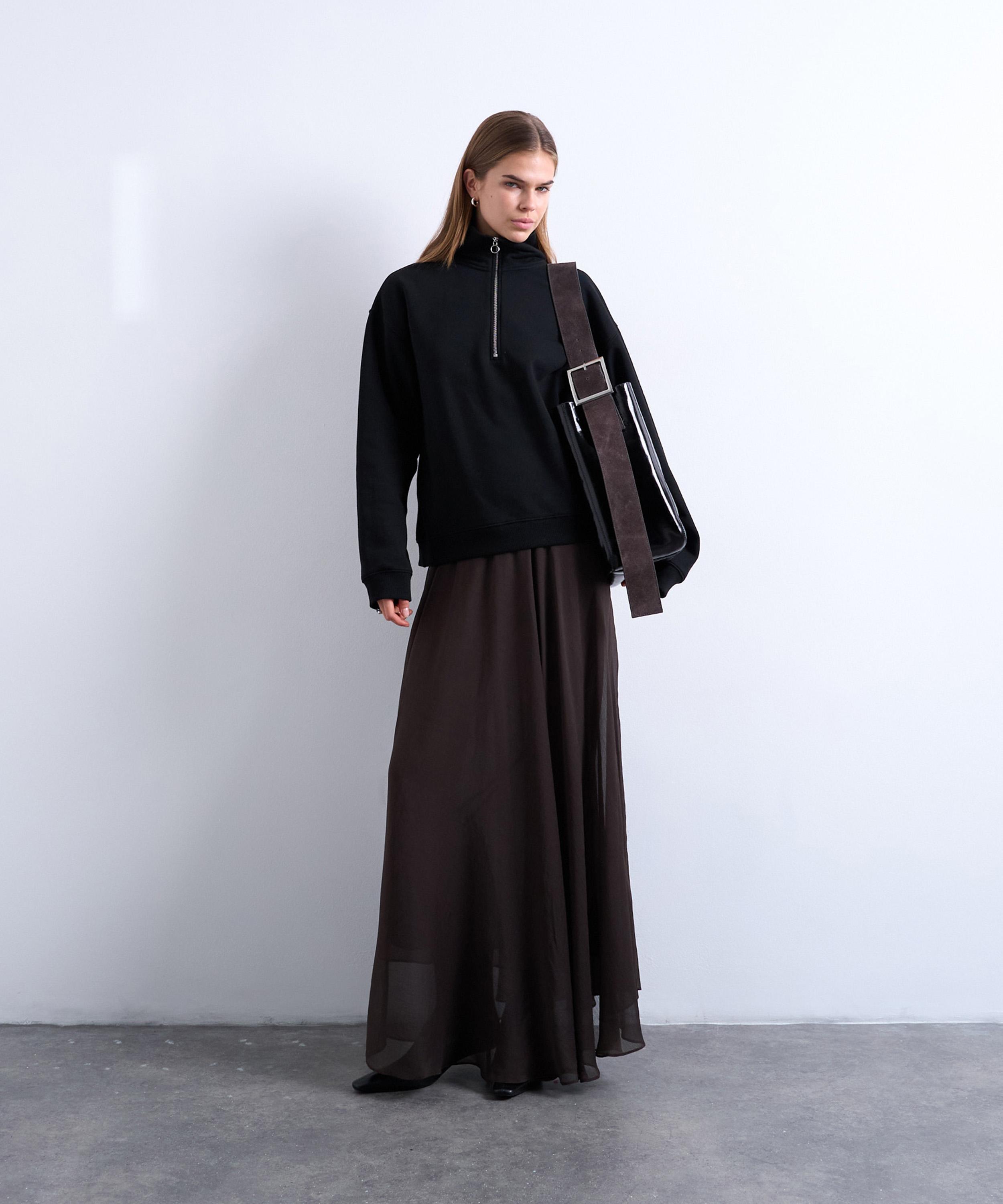 TOPSHOP - Chocolate Sheer Full Circle Maxi Skirt image number 1