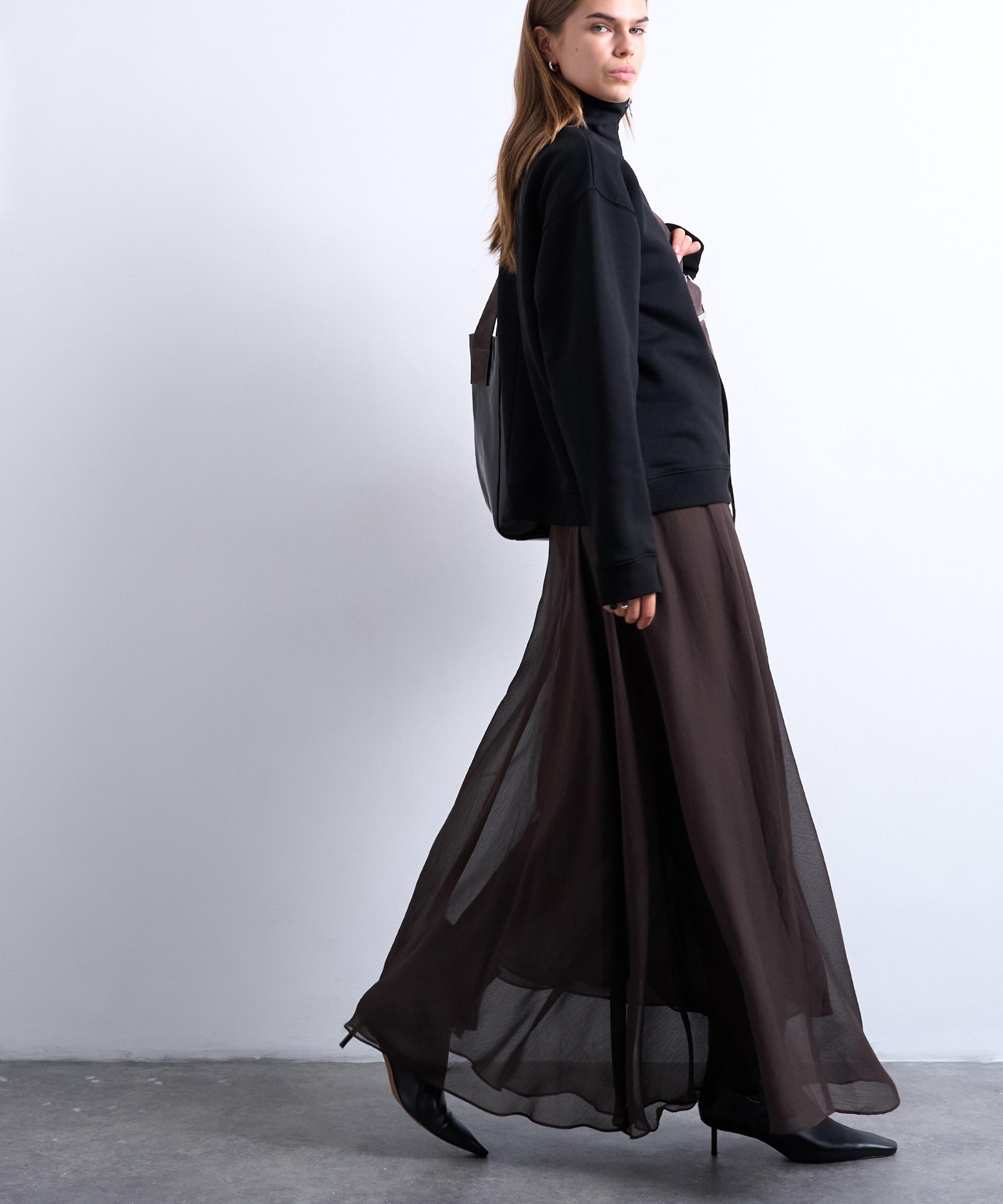 TOPSHOP - Chocolate Sheer Full Circle Maxi Skirt image number 2