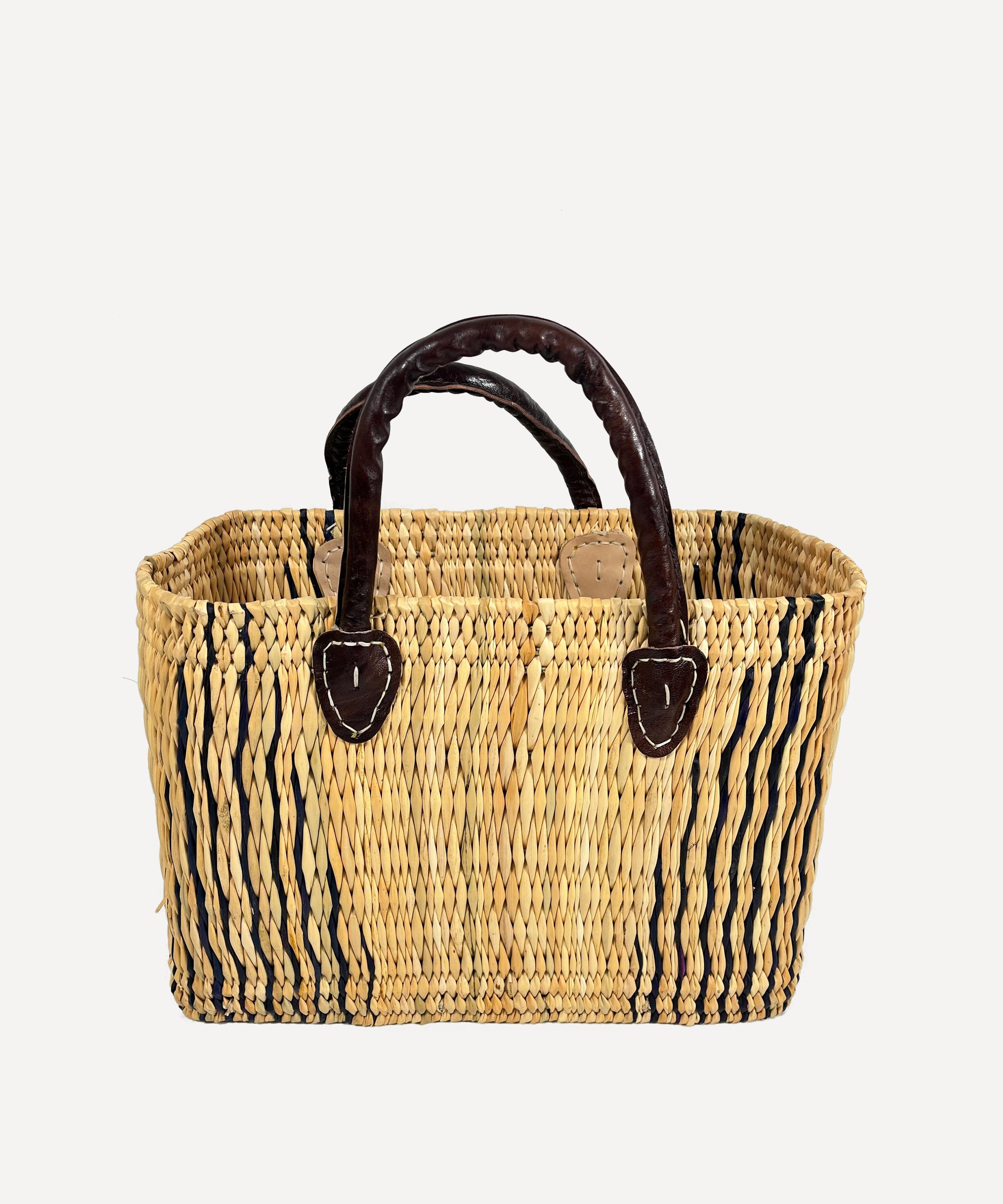 Jarapa - Moroccan Weave Leather-Trim Basket image number 1