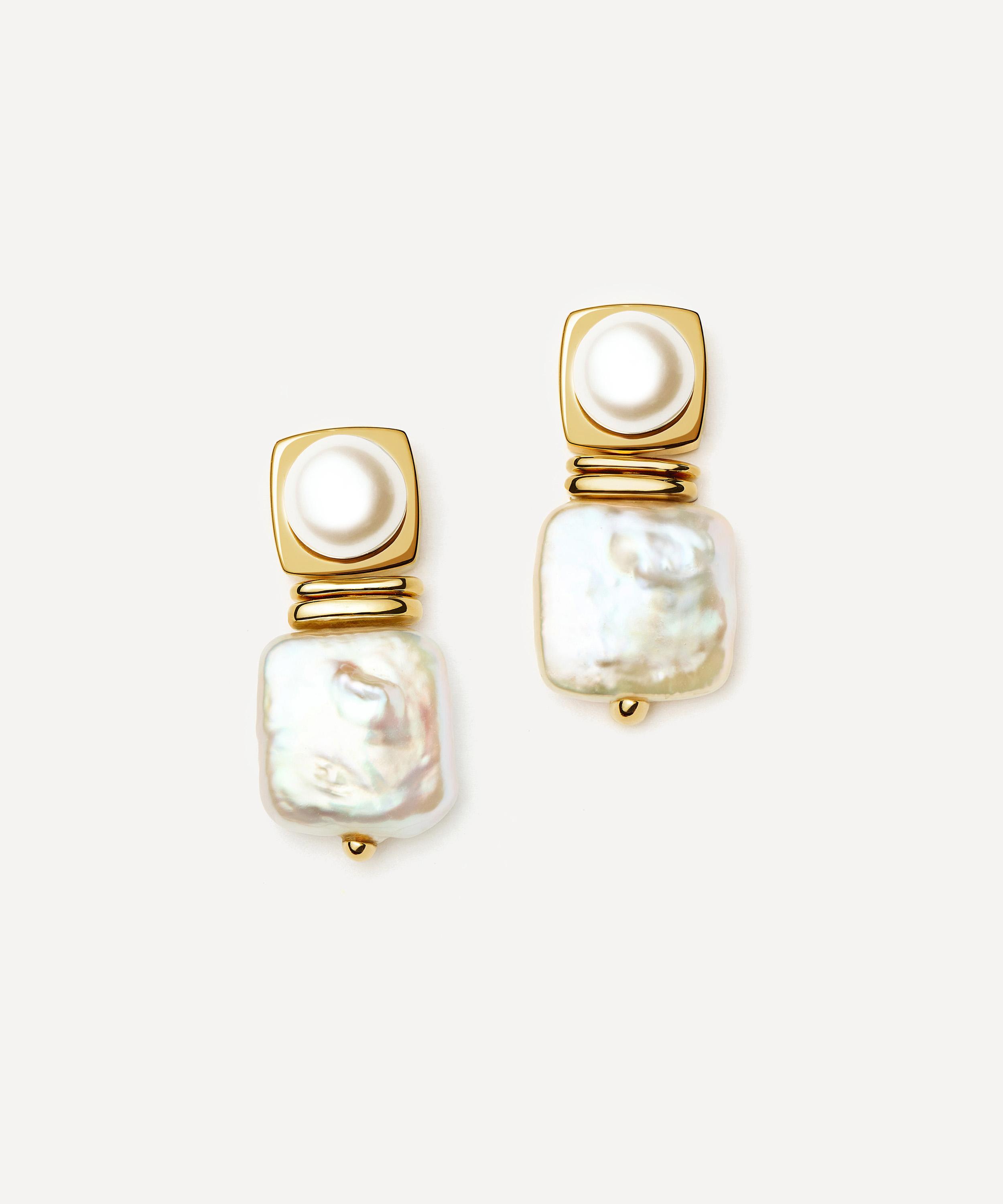 Missoma - 18ct Gold-Plated Square Pearl Stud Earrings