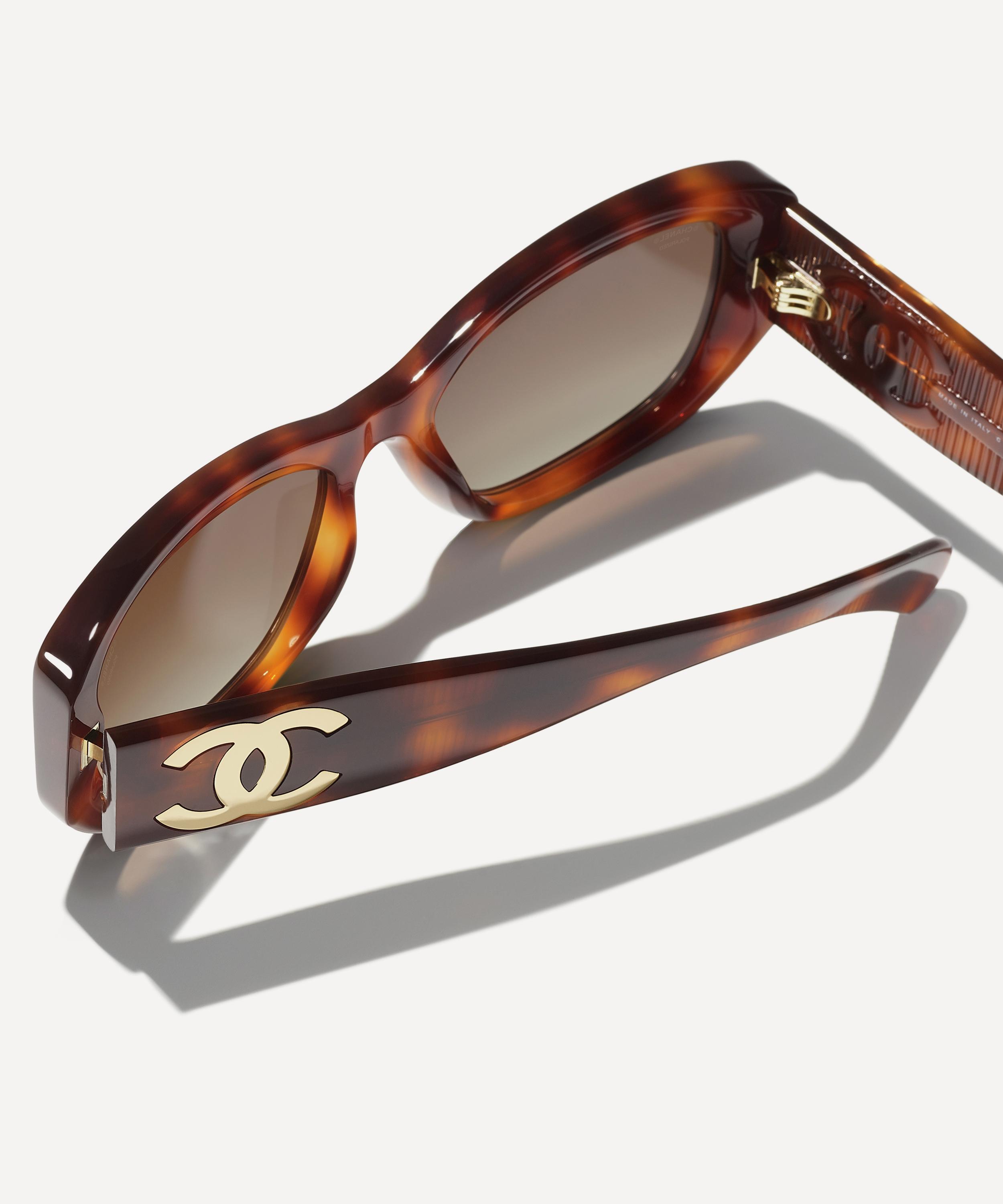 CHANEL - Rectangle Tortoise Acetate Sunglasses image number 3