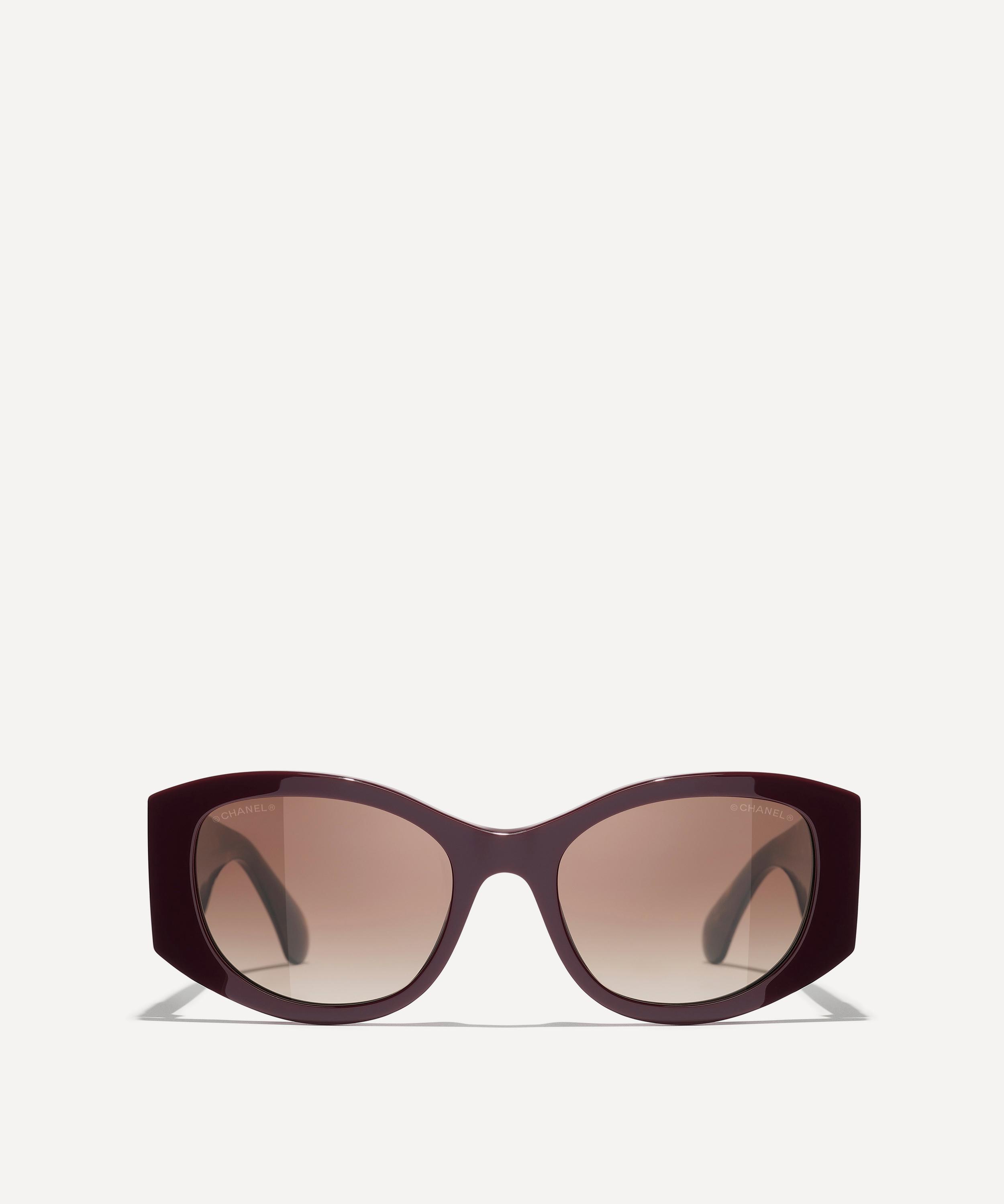CHANEL - Oval Dark Havana Acetate Sunglasses image number 1