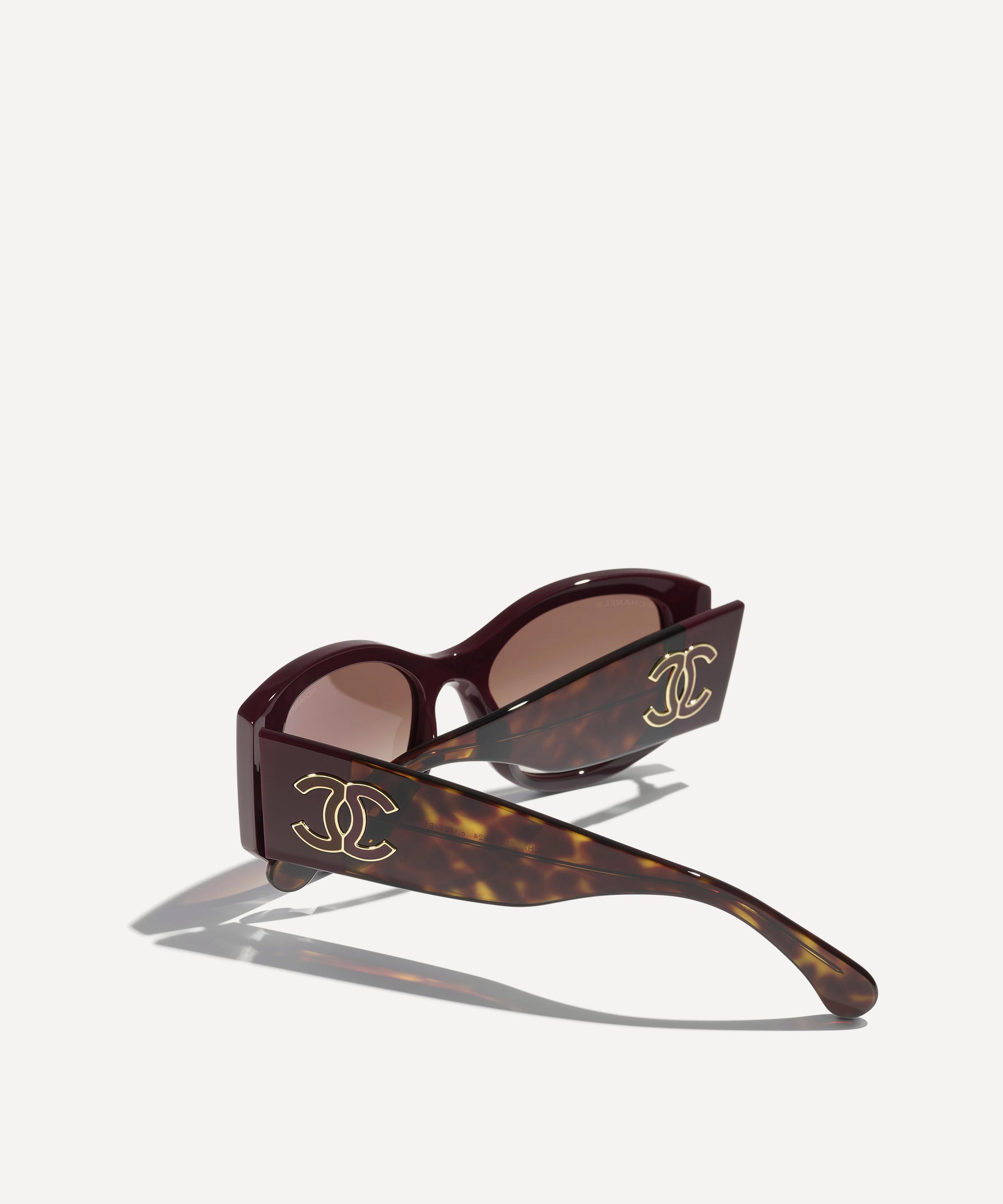 CHANEL - Oval Dark Havana Acetate Sunglasses image number 3