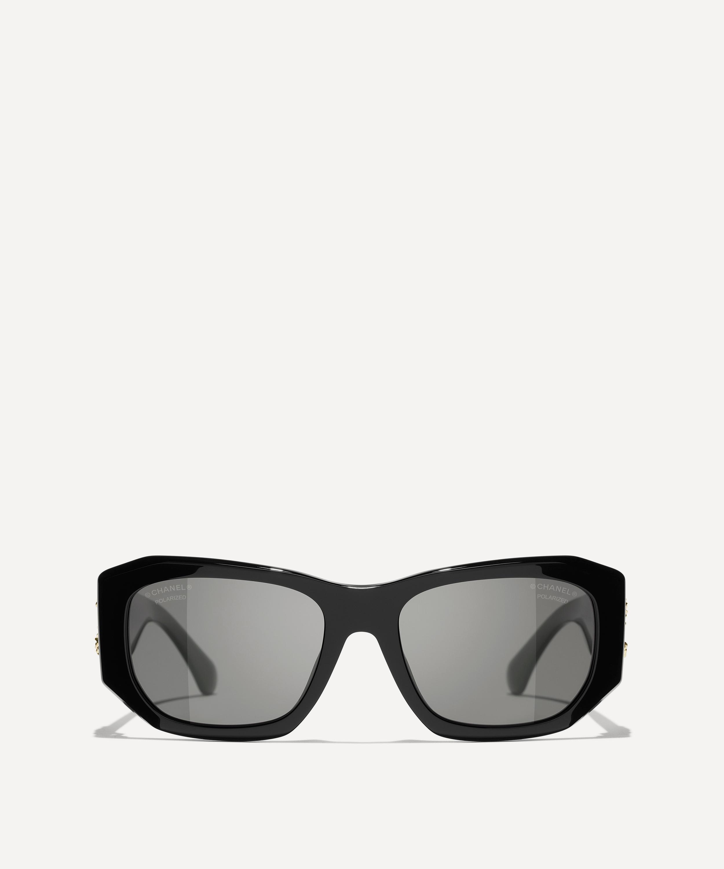CHANEL - Geometric Rectangle Black Acetate Sunglasses image number 1