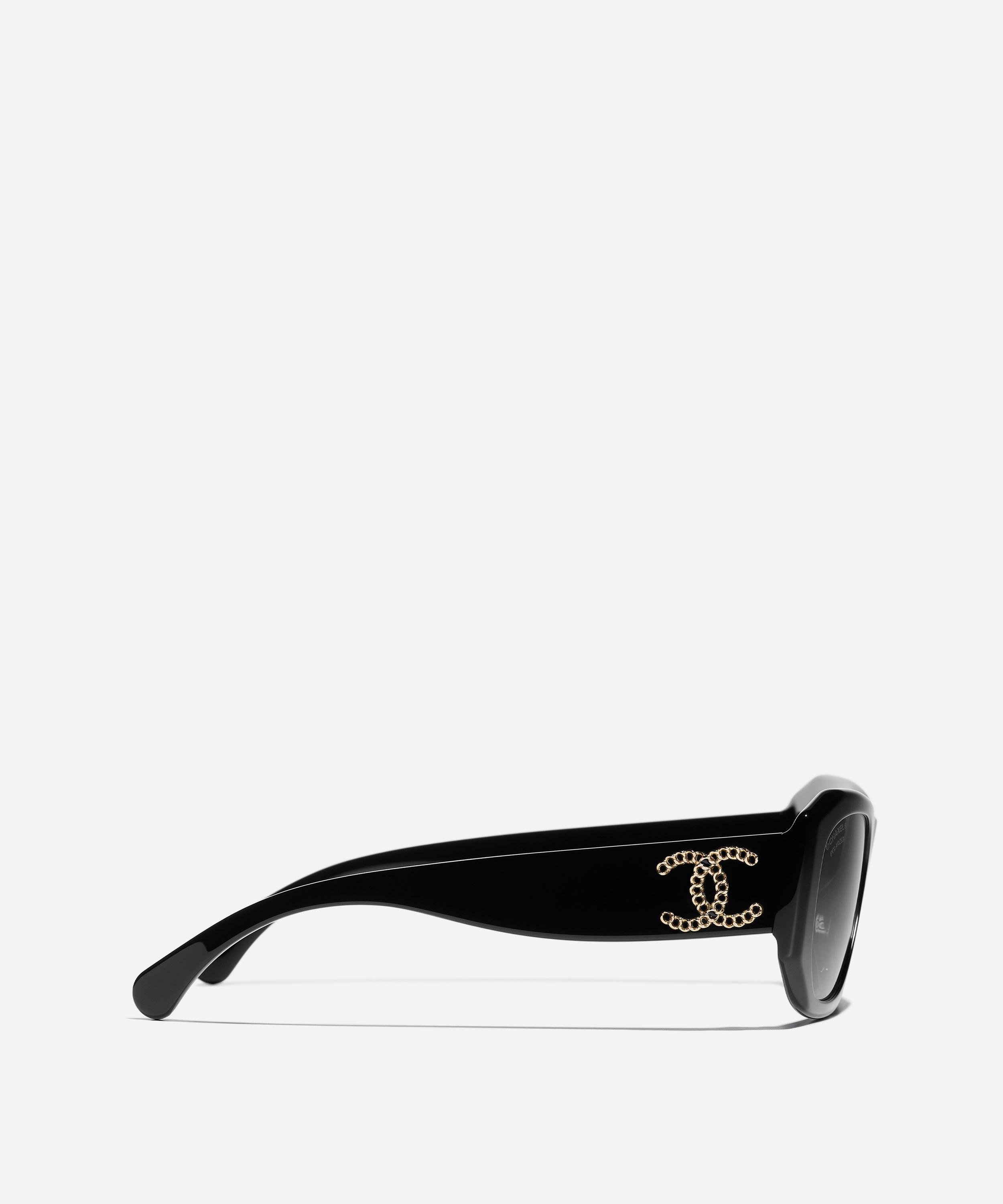 CHANEL - Geometric Rectangle Black Acetate Sunglasses image number 2