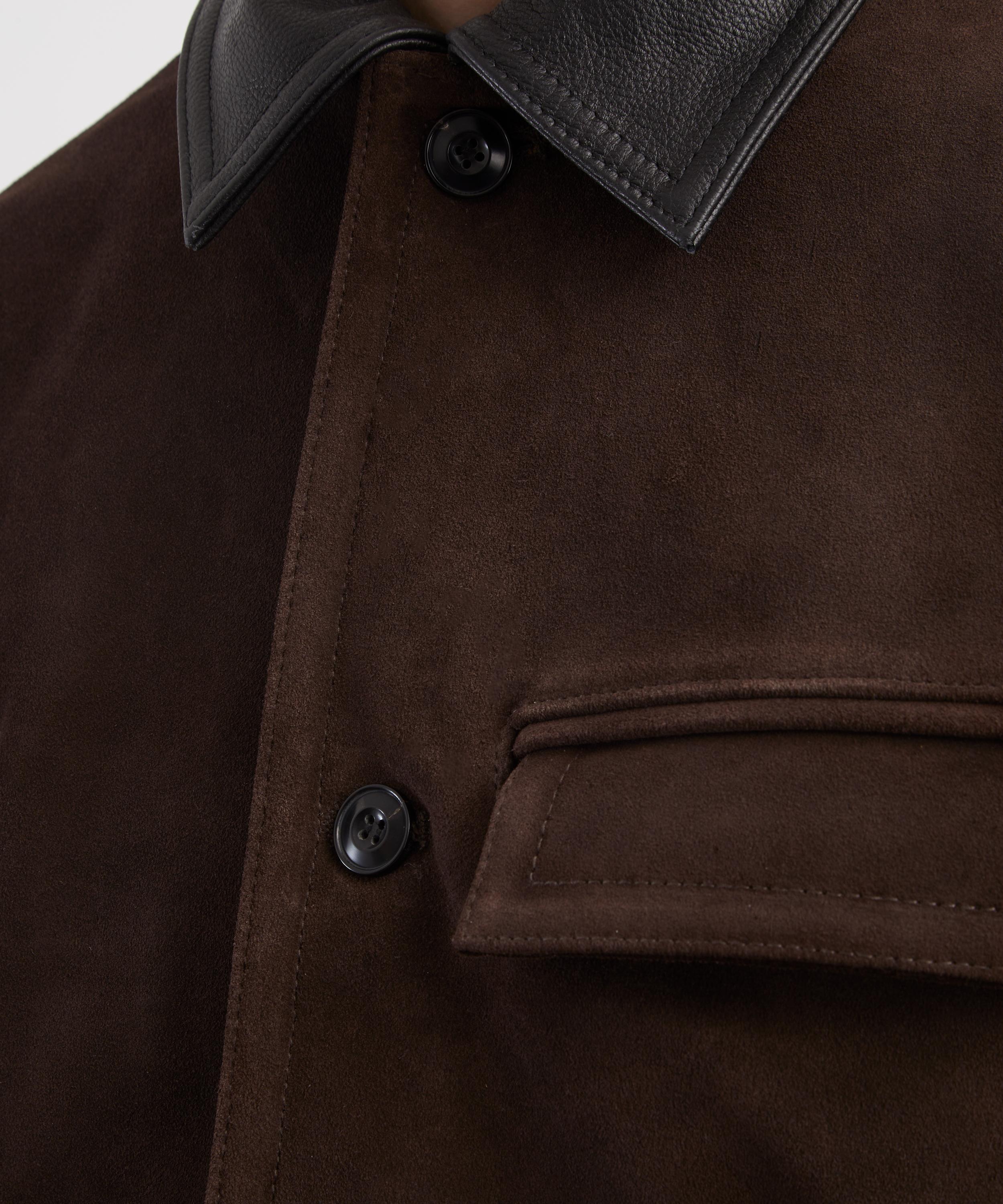 FrizmWORKS - Dark Brown Suede French Car Coat image number 4