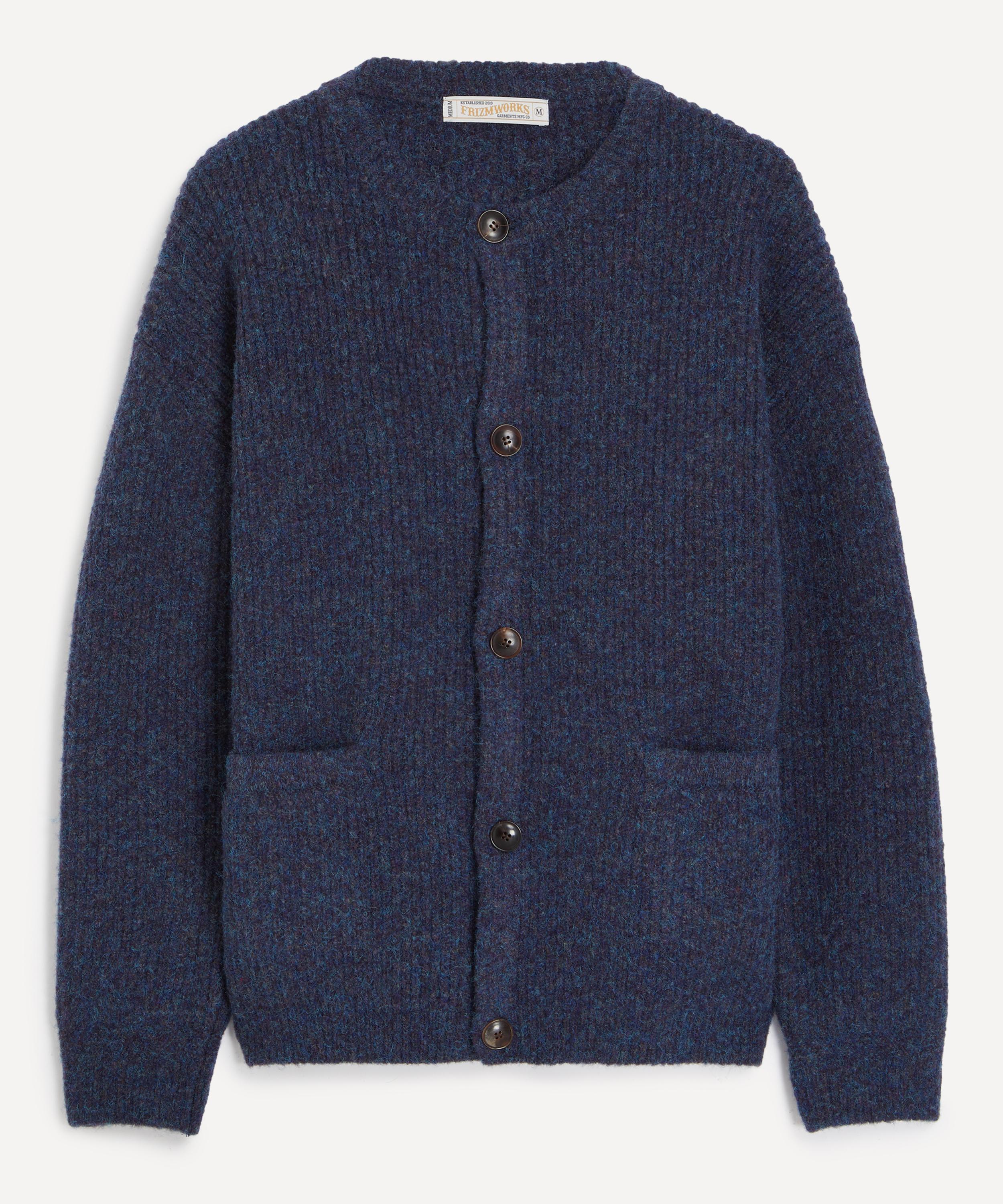 FrizmWORKS - Brushed Wool Round Cardigan in Indigo