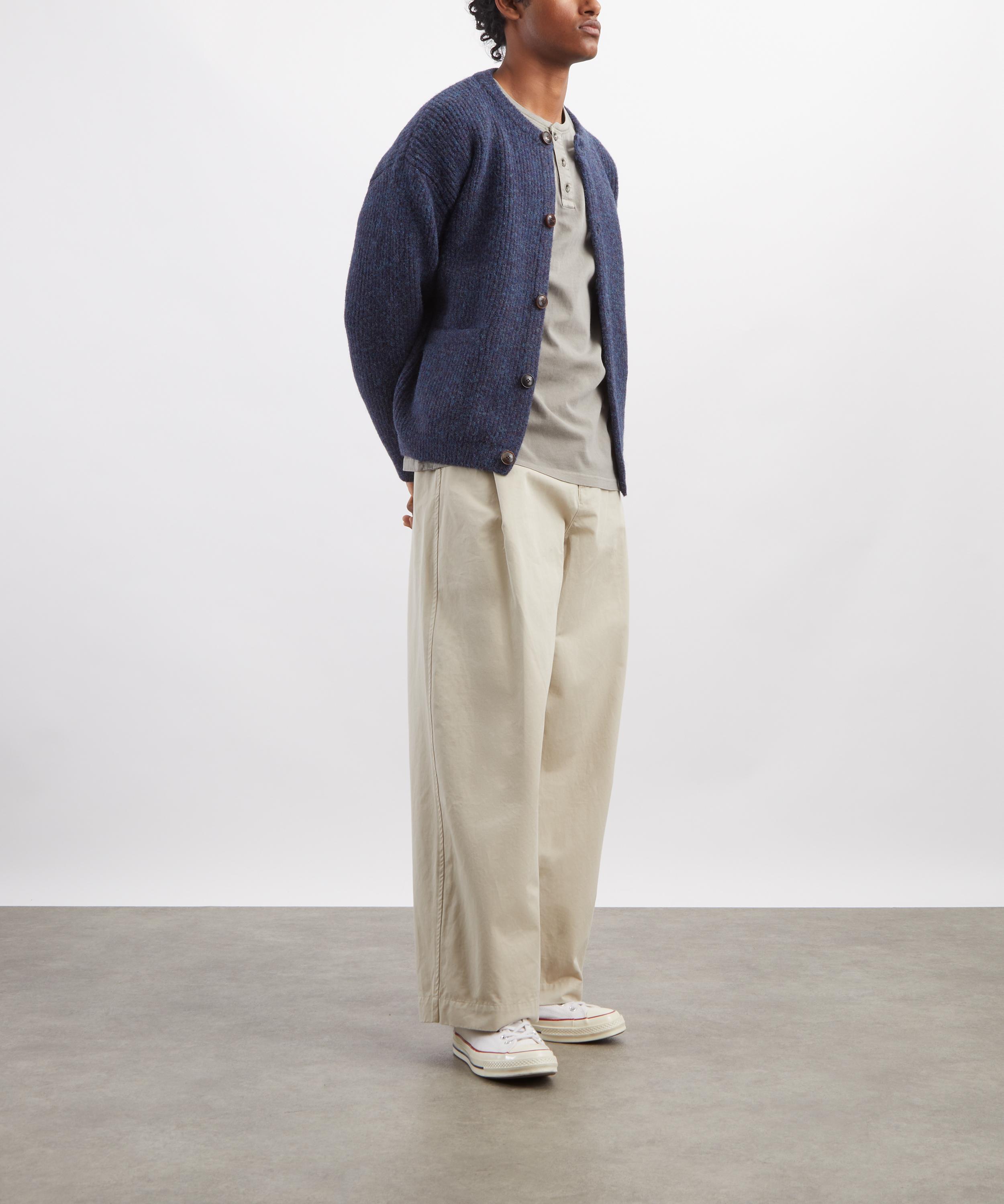 FrizmWORKS - Brushed Wool Round Cardigan in Indigo image number 1