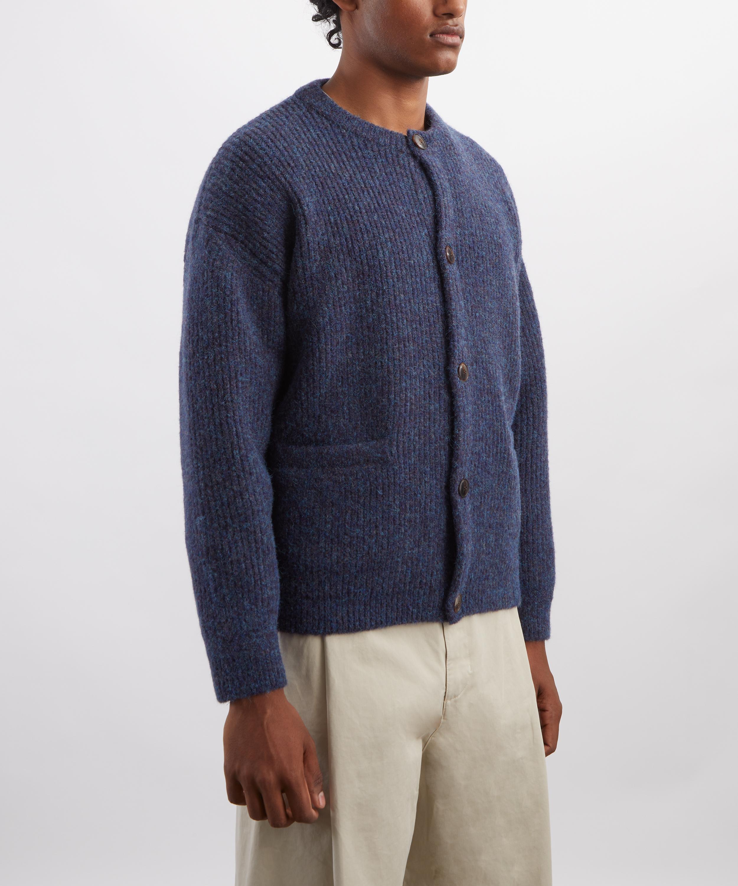 FrizmWORKS - Brushed Wool Round Cardigan in Indigo image number 2