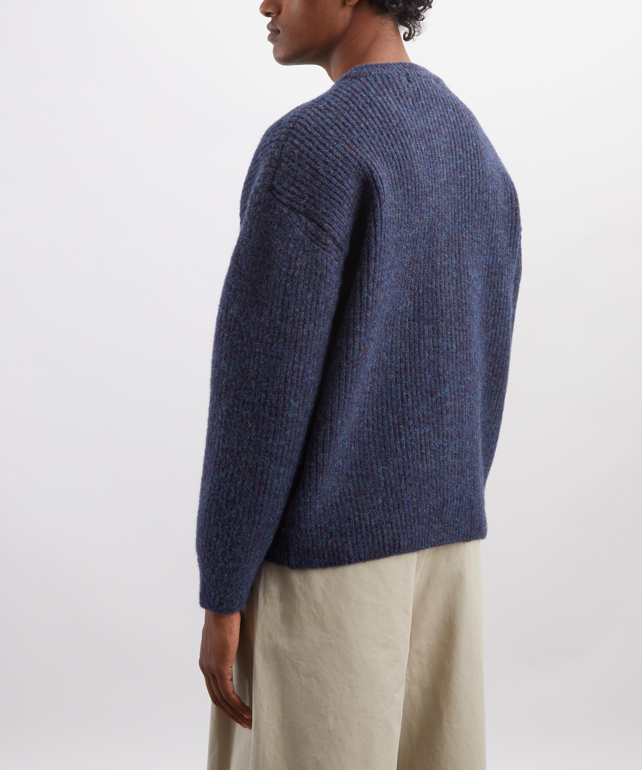 FrizmWORKS - Brushed Wool Round Cardigan in Indigo image number 3