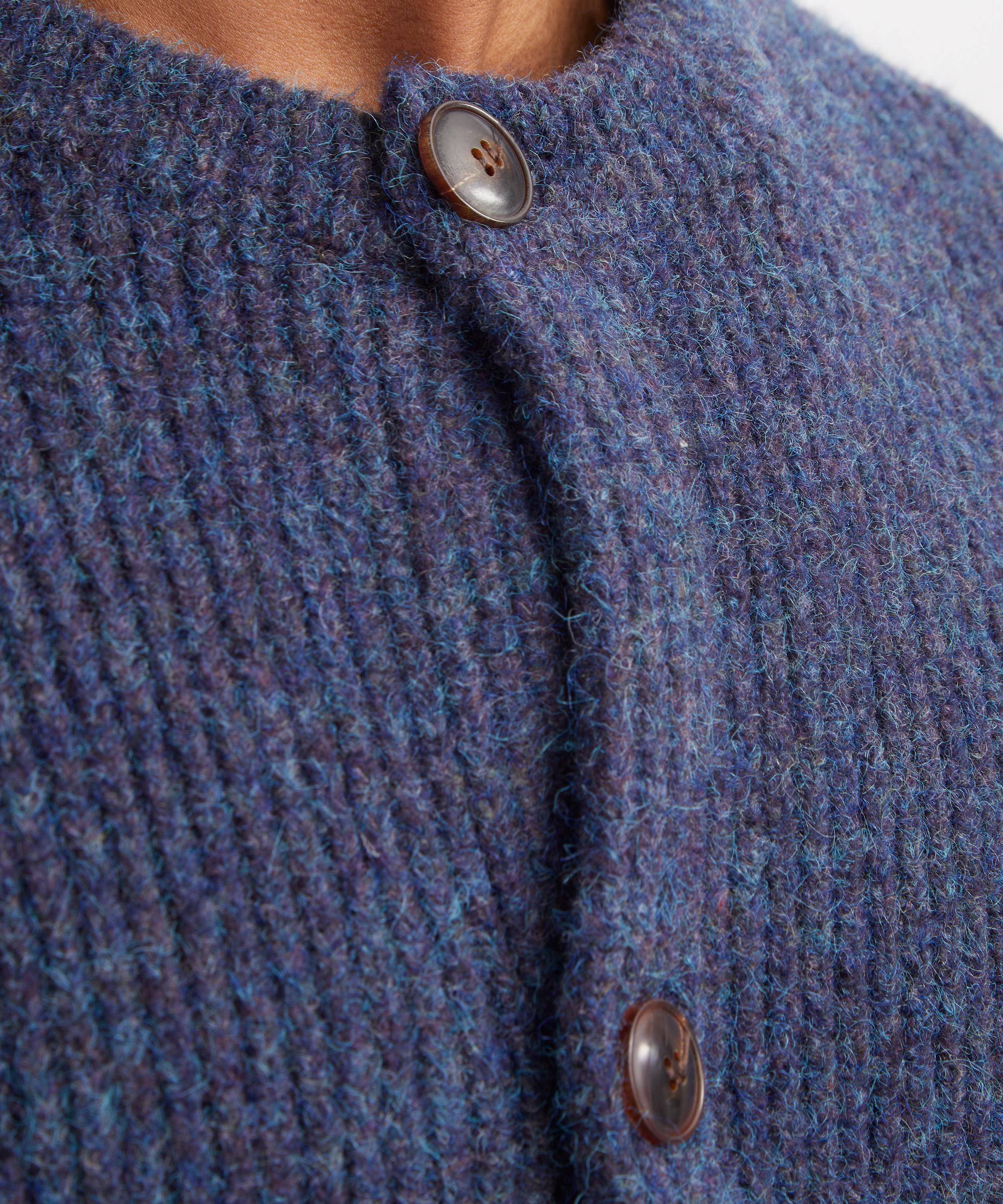 FrizmWORKS - Brushed Wool Round Cardigan in Indigo image number 4