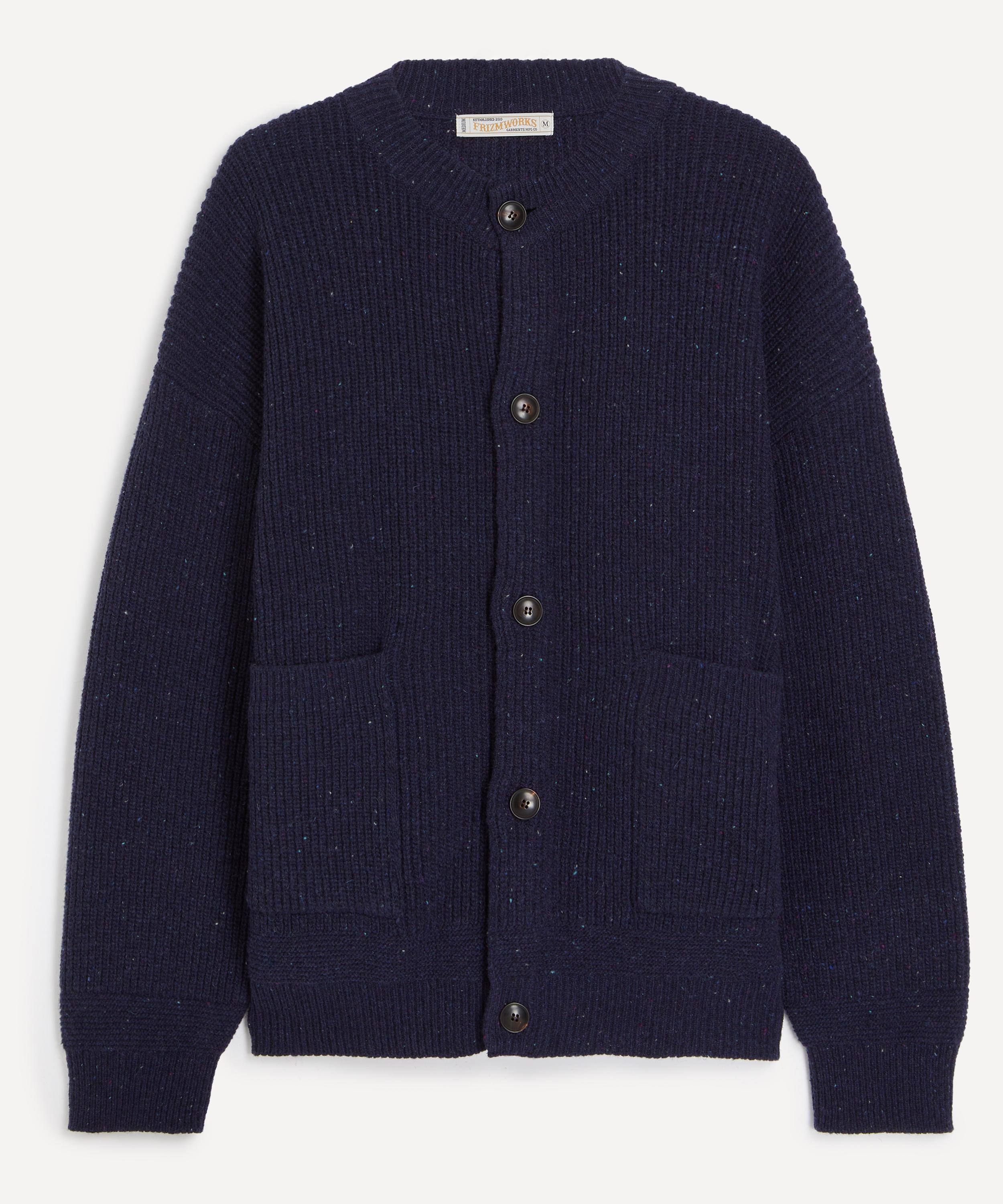 FrizmWORKS - Heavy Wool Round Cardigan in Navy