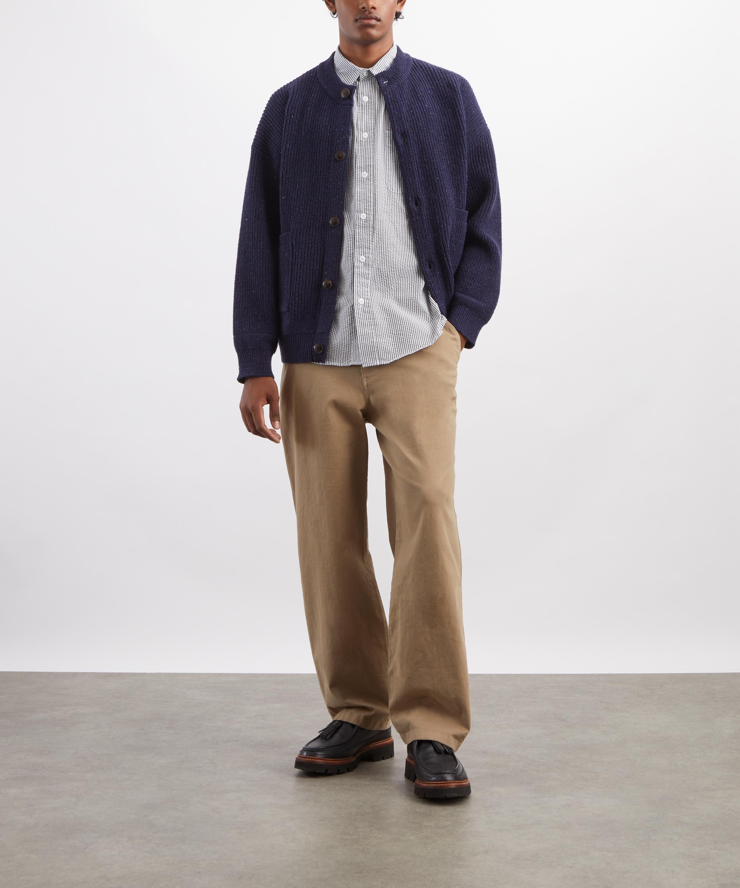 FrizmWORKS - Heavy Wool Round Cardigan in Navy image number 1