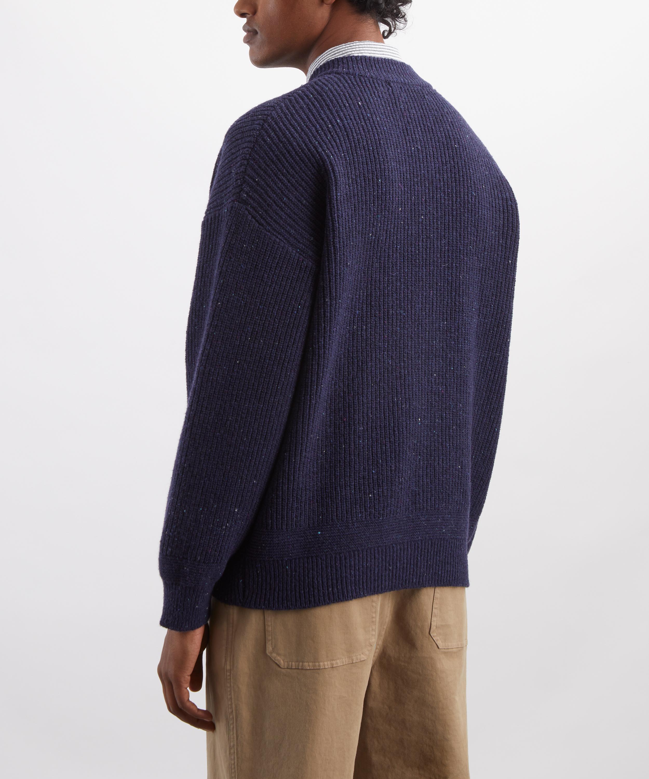 FrizmWORKS - Heavy Wool Round Cardigan in Navy image number 3