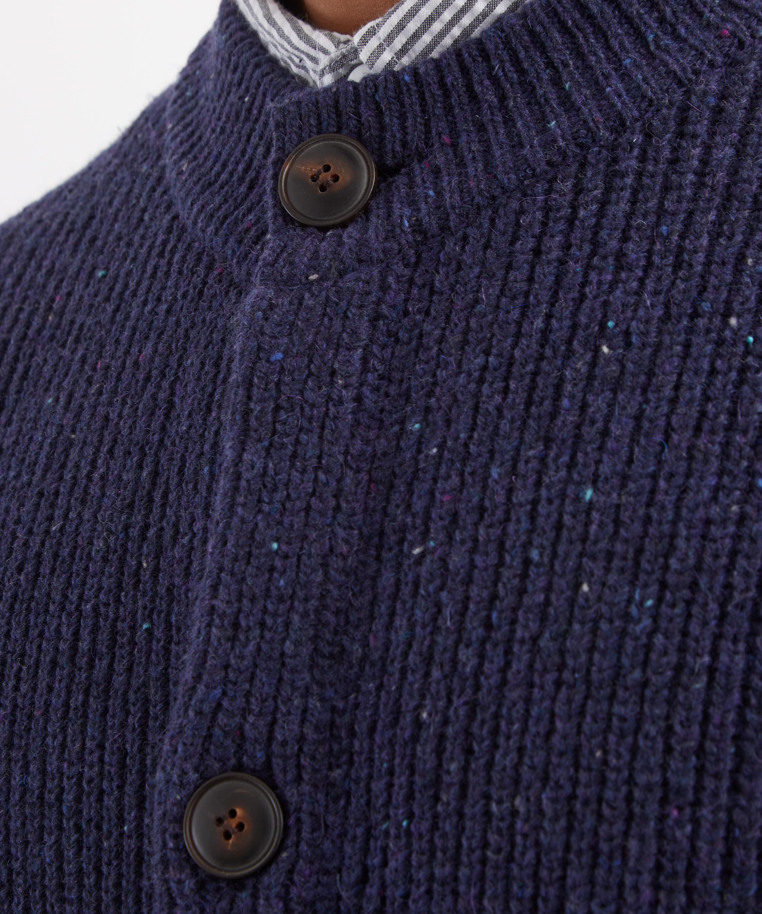 FrizmWORKS - Heavy Wool Round Cardigan in Navy image number 4