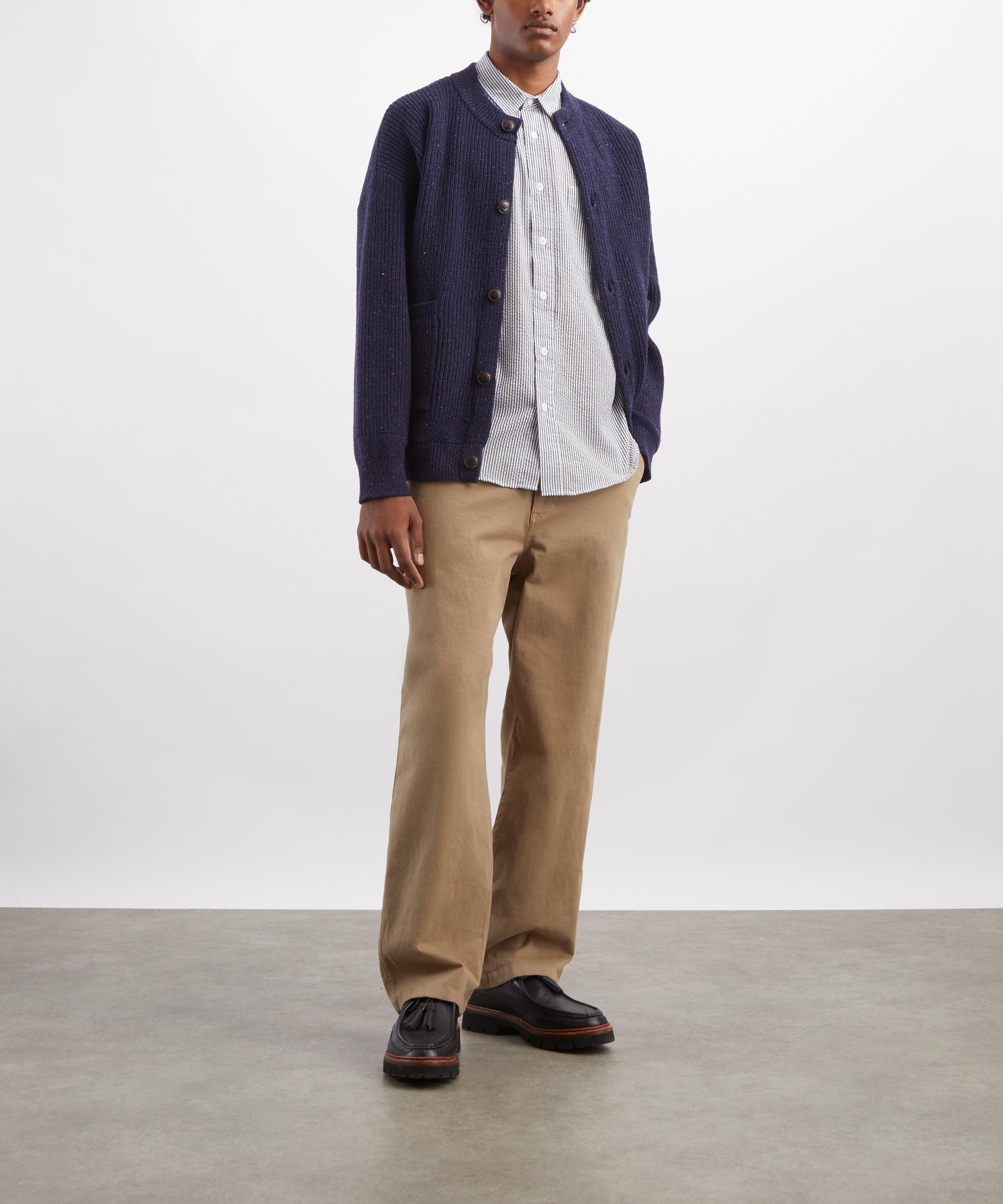 FrizmWORKS - OG Stripe Seersucker Half Shirt in Black image number 1