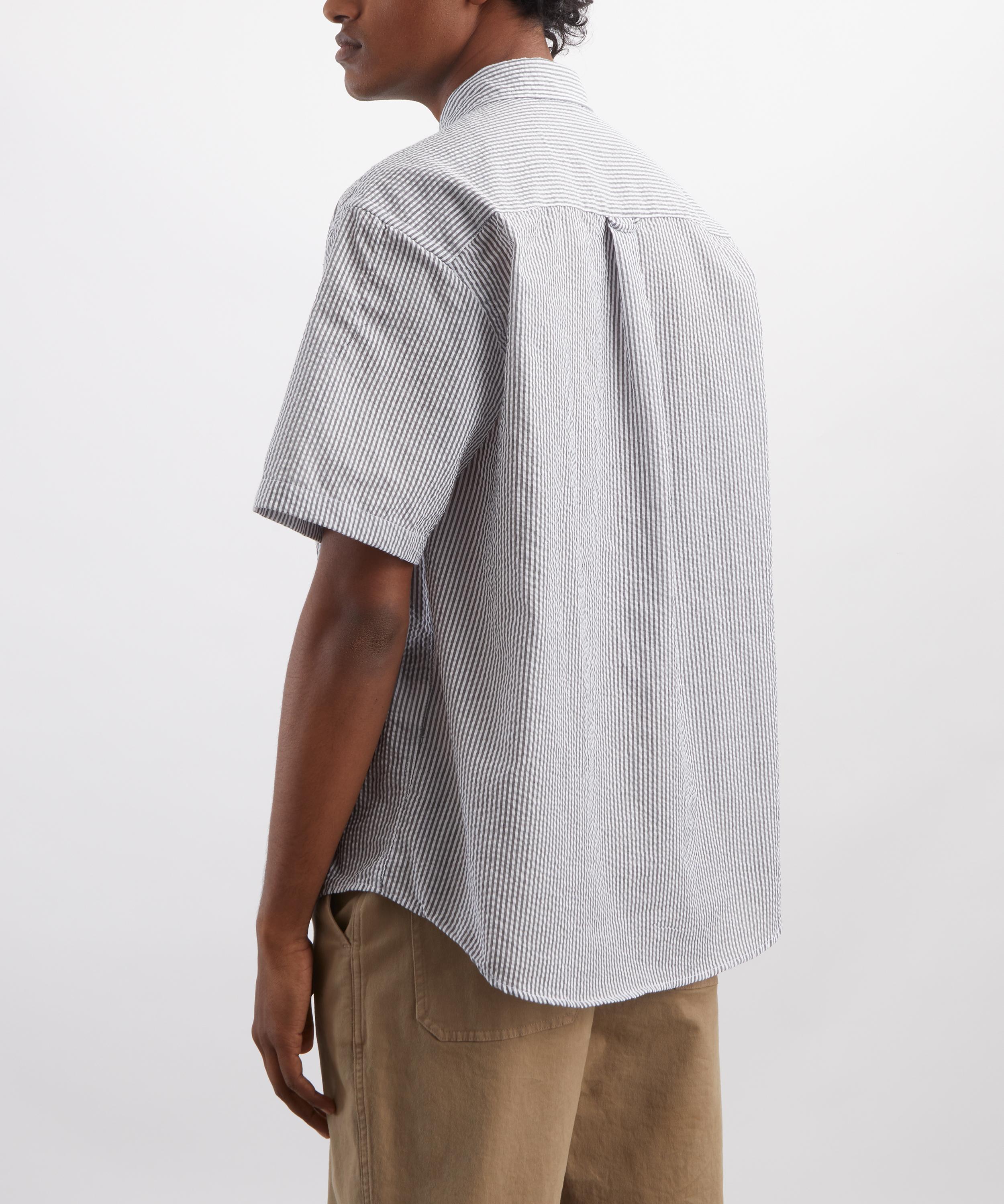 FrizmWORKS - OG Stripe Seersucker Half Shirt in Black image number 3