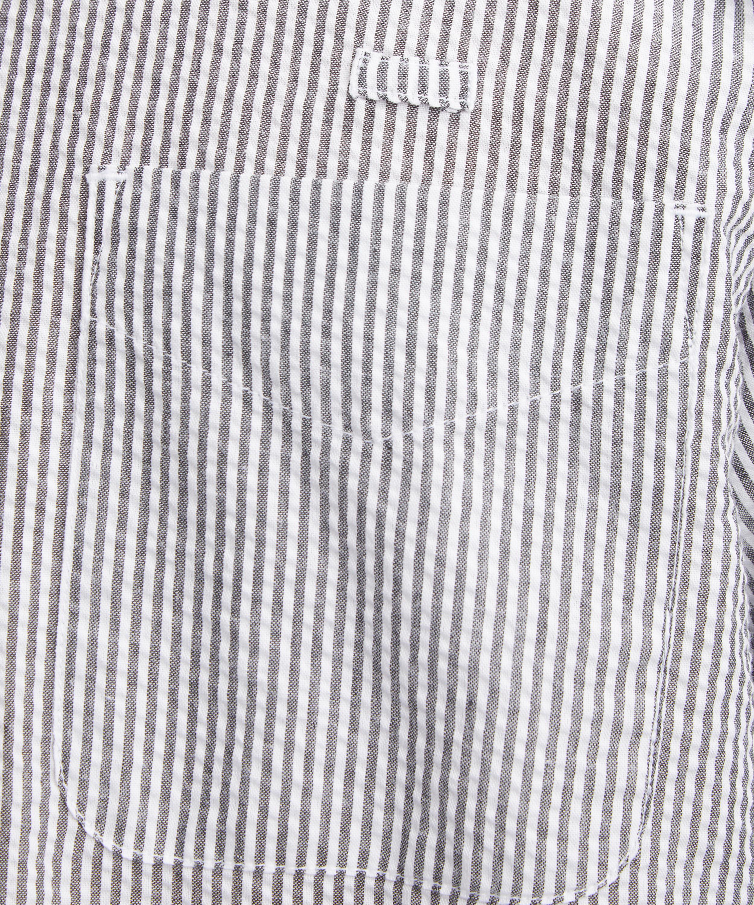 FrizmWORKS - OG Stripe Seersucker Half Shirt in Black image number 4