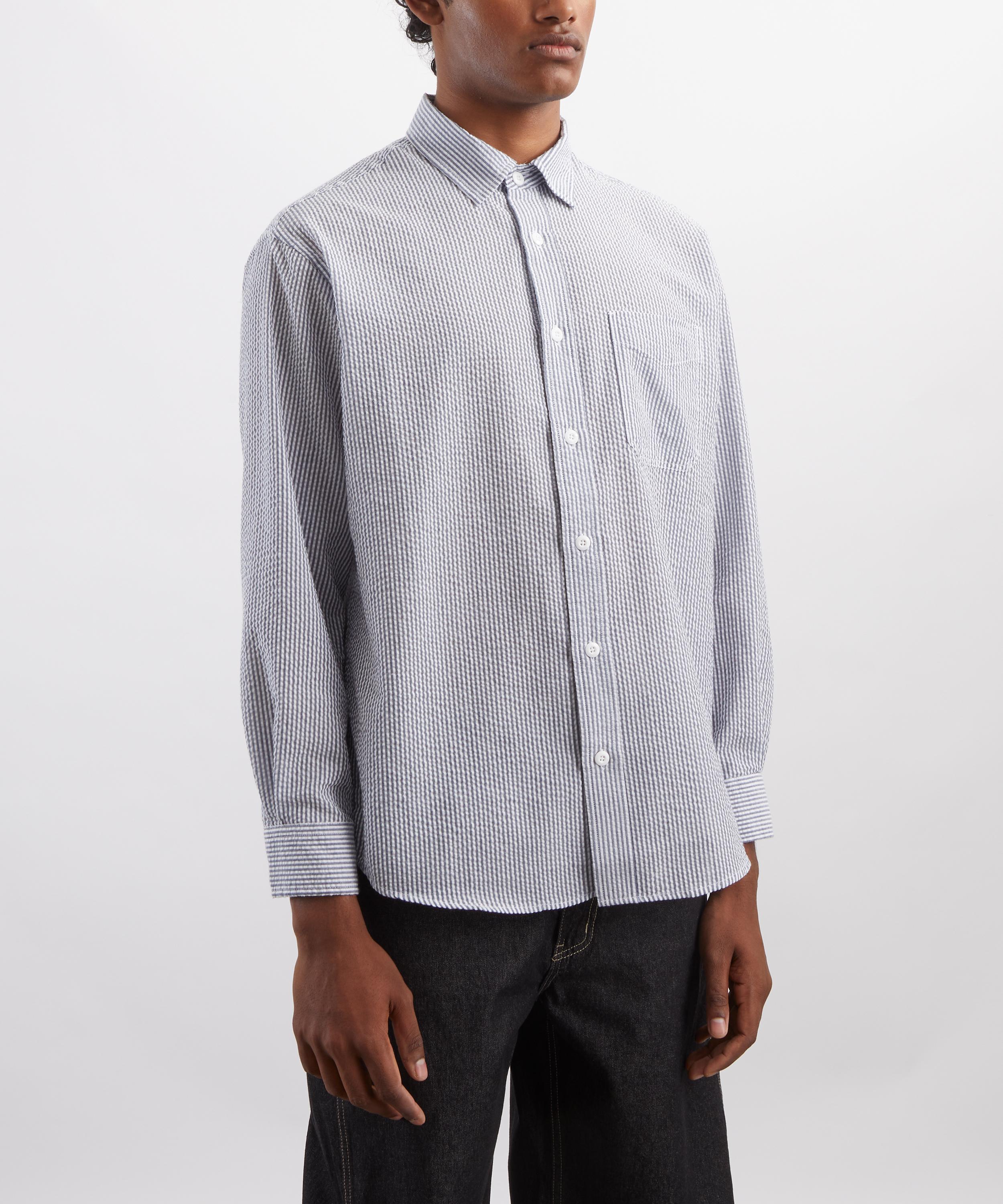 FrizmWORKS - OG Stripe Seersucker Shirt in Blue image number 2